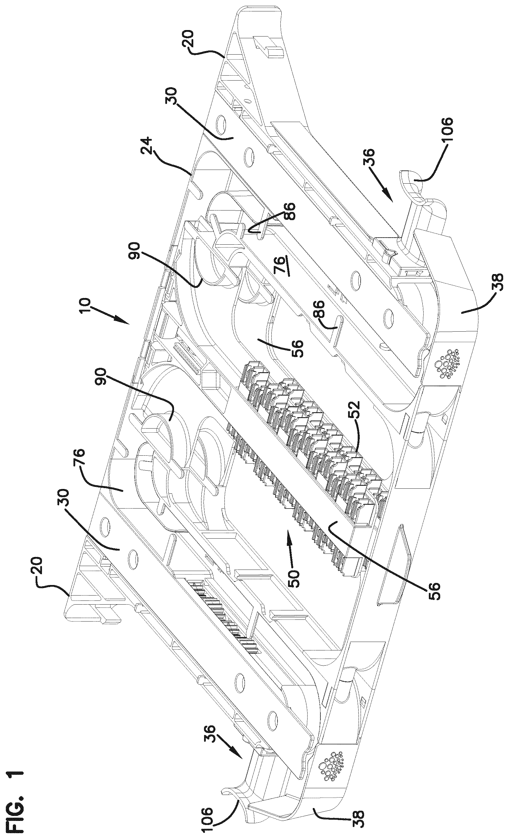 Patent US12422640 Figure 1 – Optical fiber distribution system