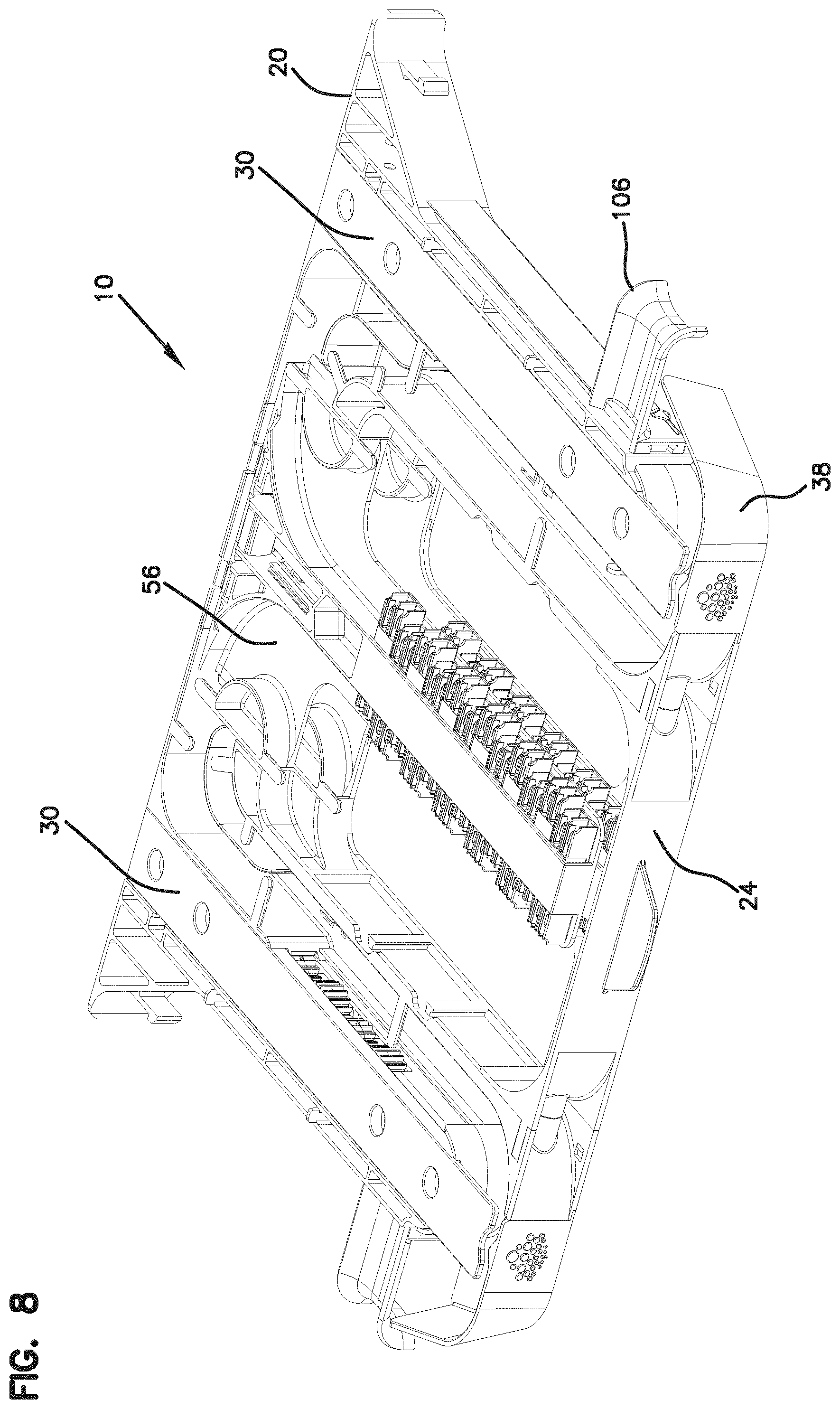Patent US12422640 Figure 8 – Optical fiber distribution system