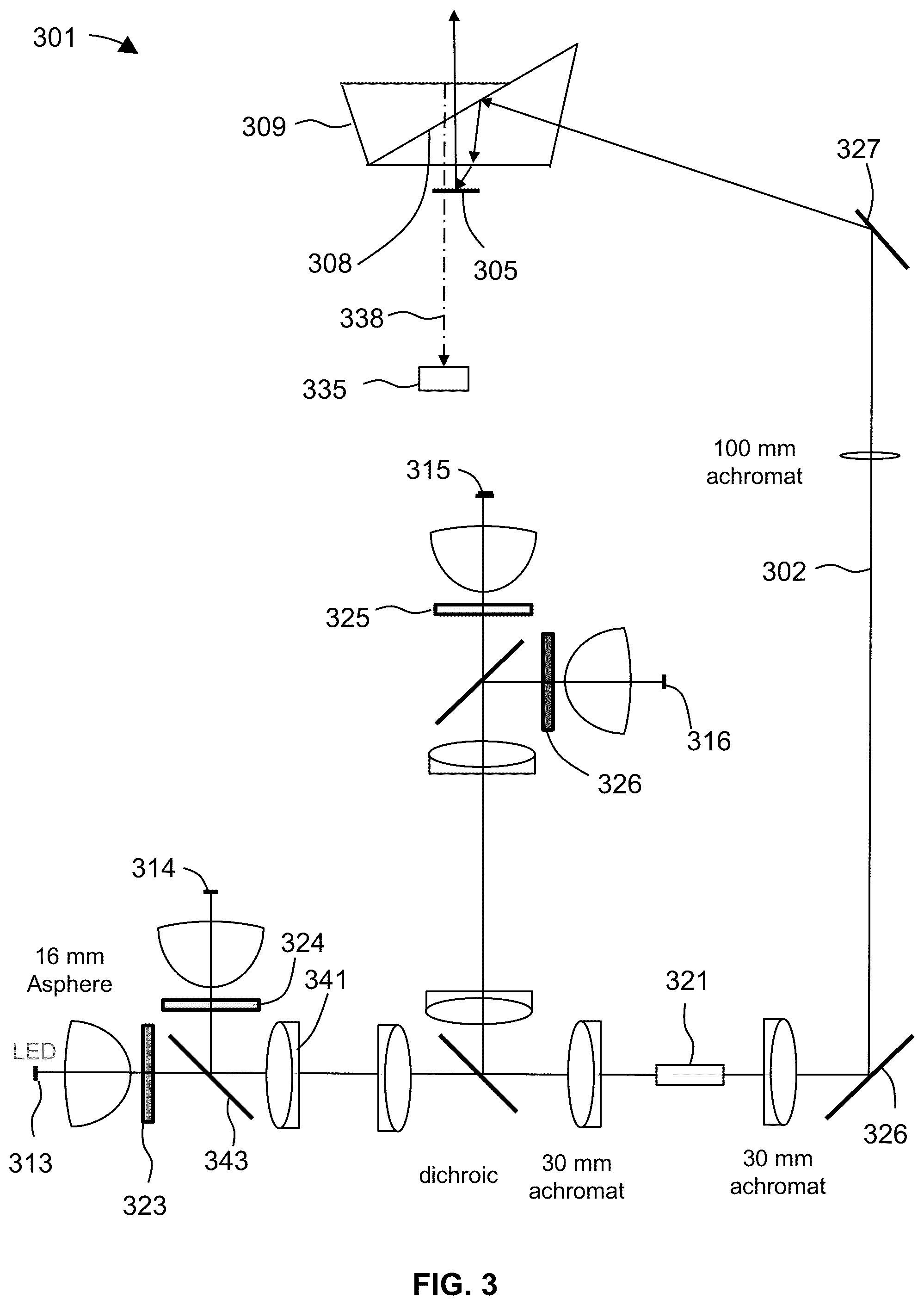 Patent US12422660 Figure 3 – Microscope for imaging samples within wells of multi-well plates hold by stage and beam homogenizer for homogenizing beam