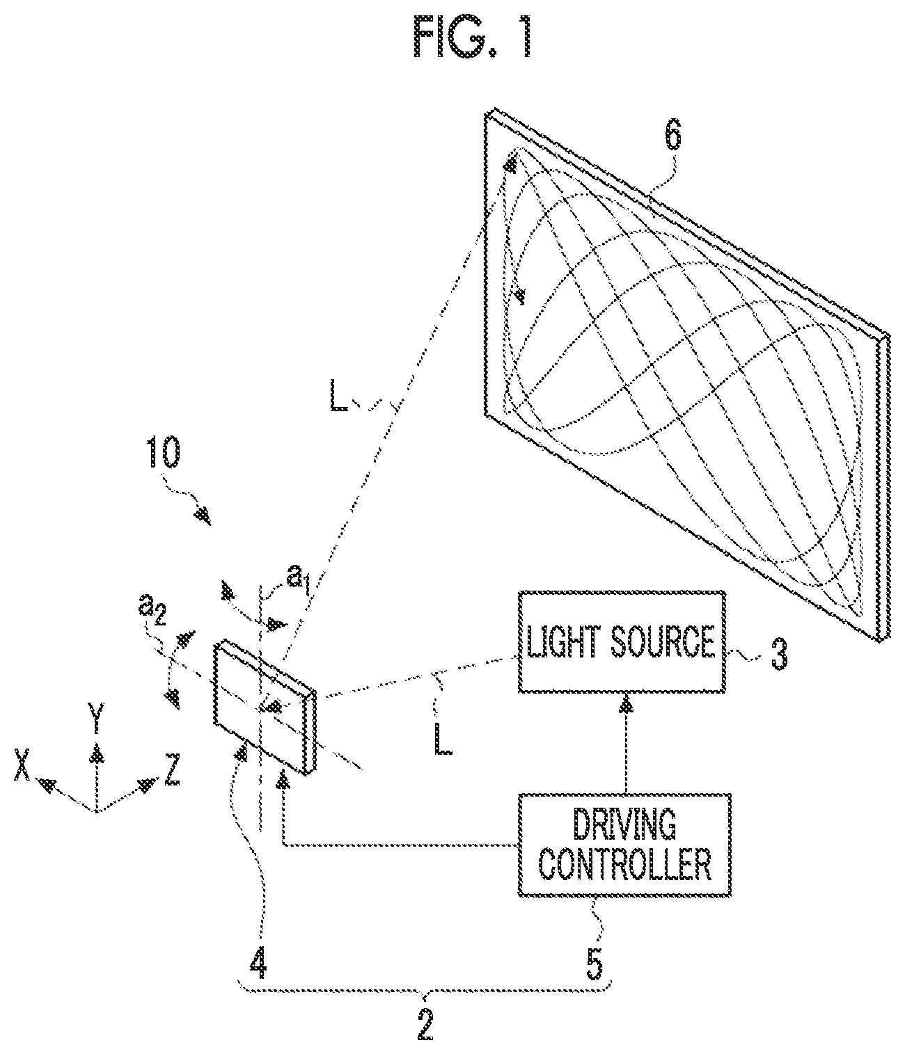 Patent US12422666 Figure 1 – Optical scanning device, driving method of optical scanning device, and image drawing system