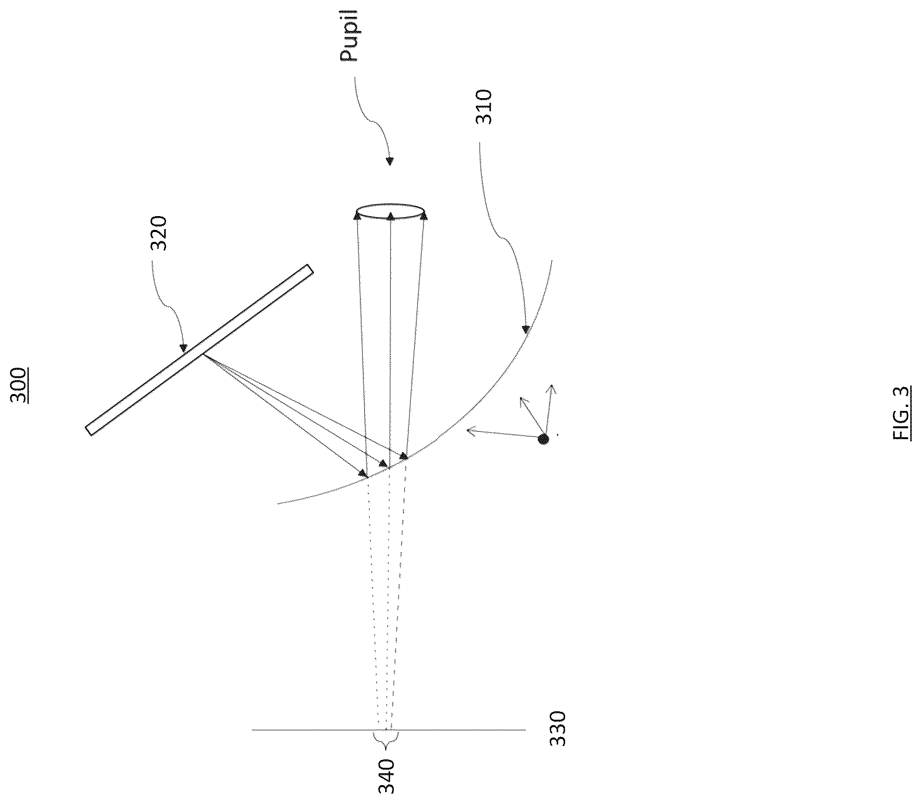 Patent US12422674 Figure 3 – Head mounted augmented reality system, apparatus and device with freeform surfaced optical combiner