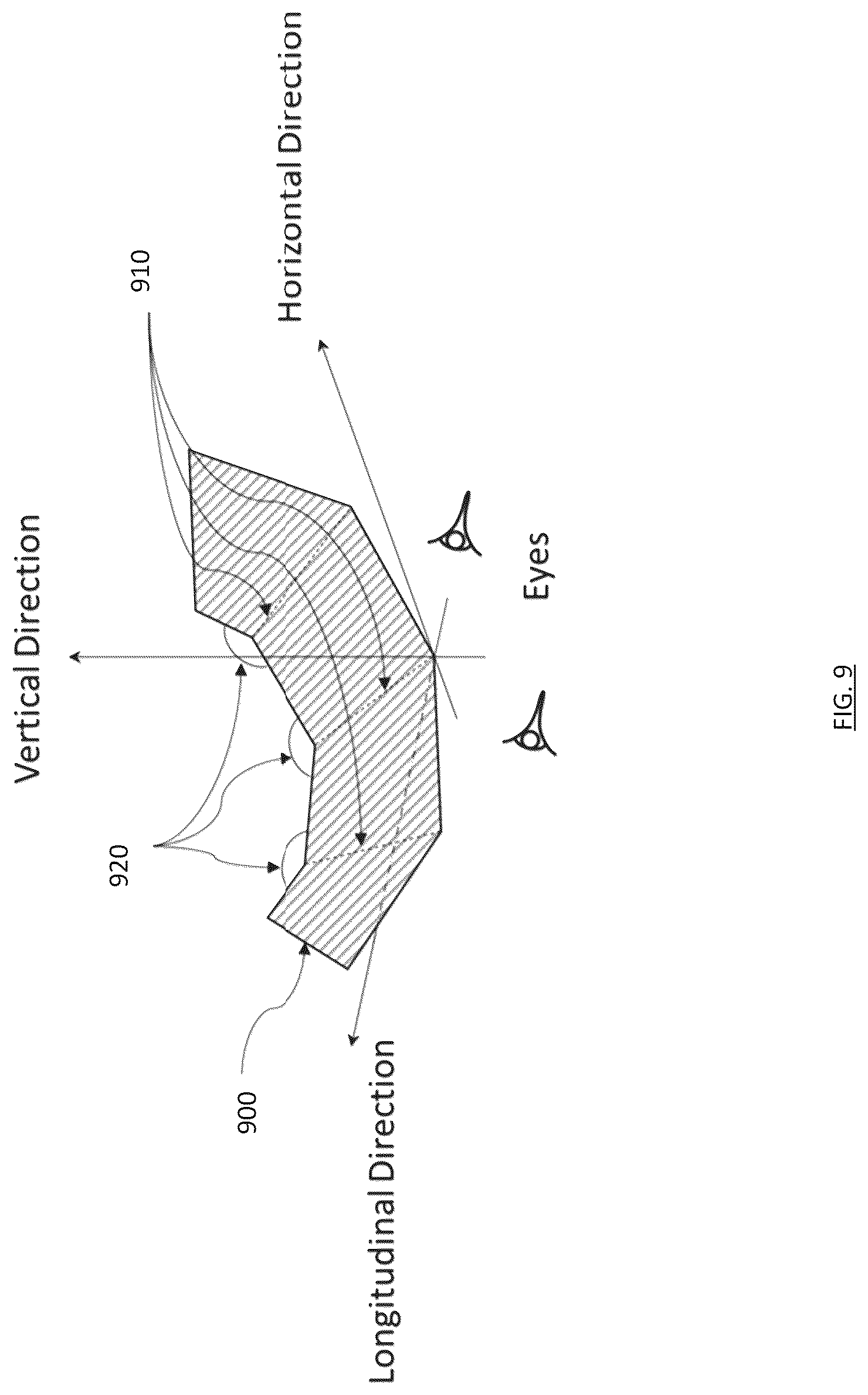 Patent US12422674 Figure 9 – Head mounted augmented reality system, apparatus and device with freeform surfaced optical combiner