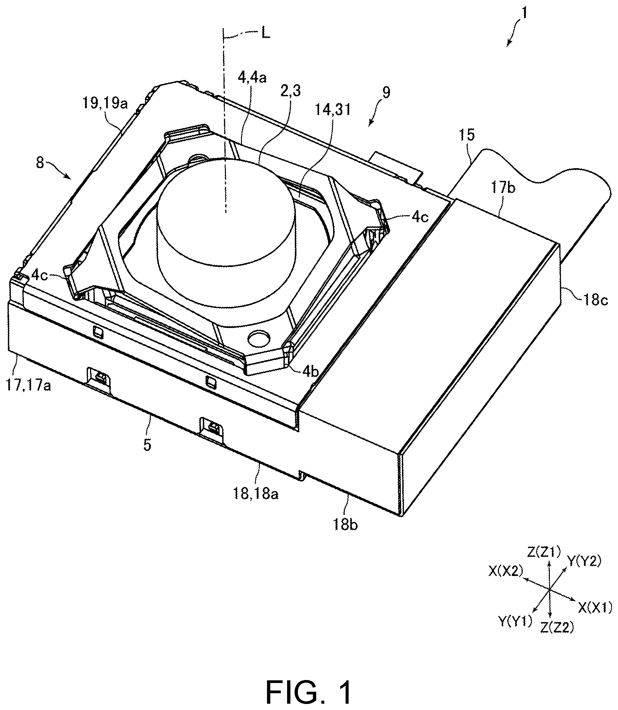Patent US12422694 Figure 1 – Optical unit with shake correction function