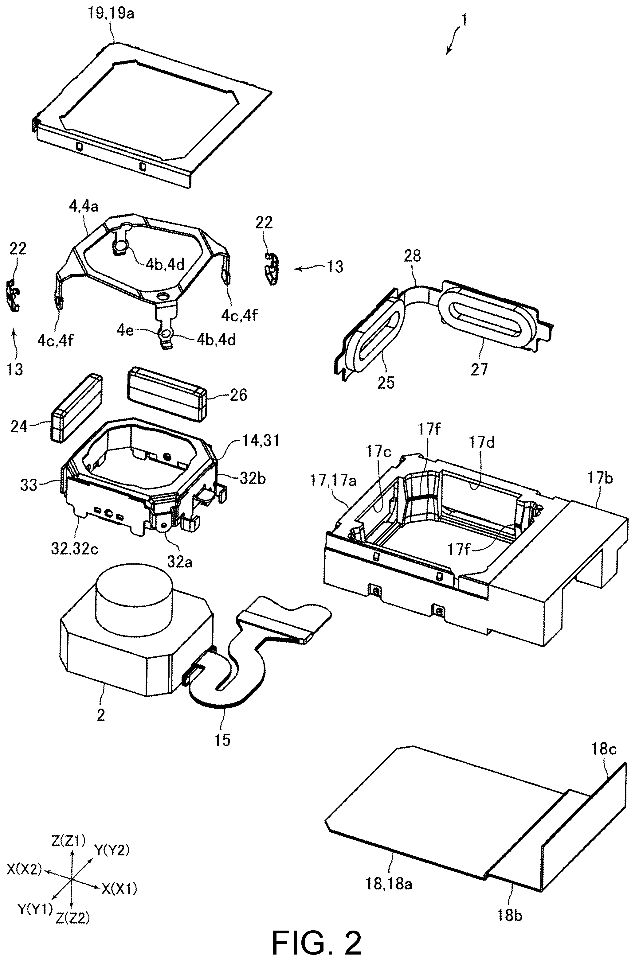 Patent US12422694 Figure 2 – Optical unit with shake correction function