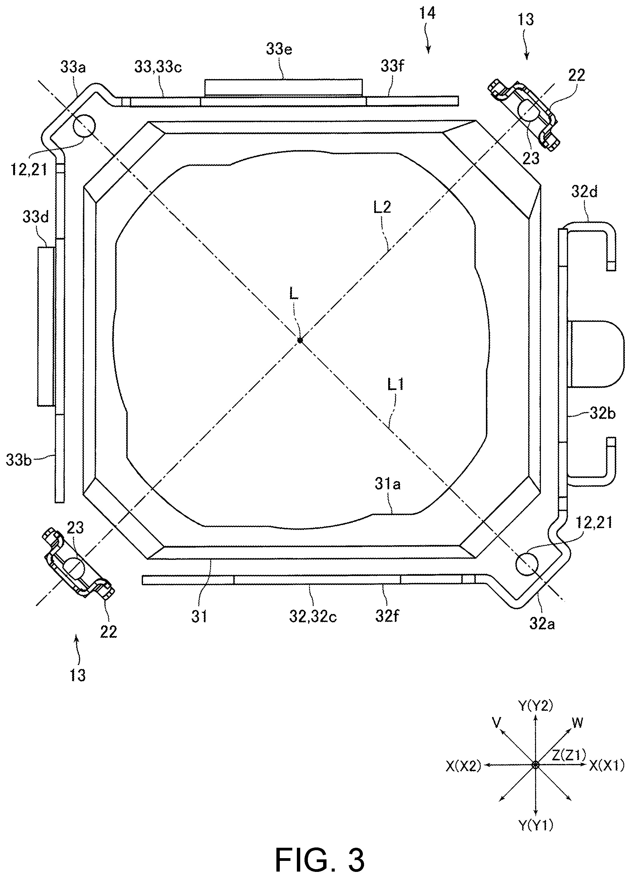 Patent US12422694 Figure 3 – Optical unit with shake correction function