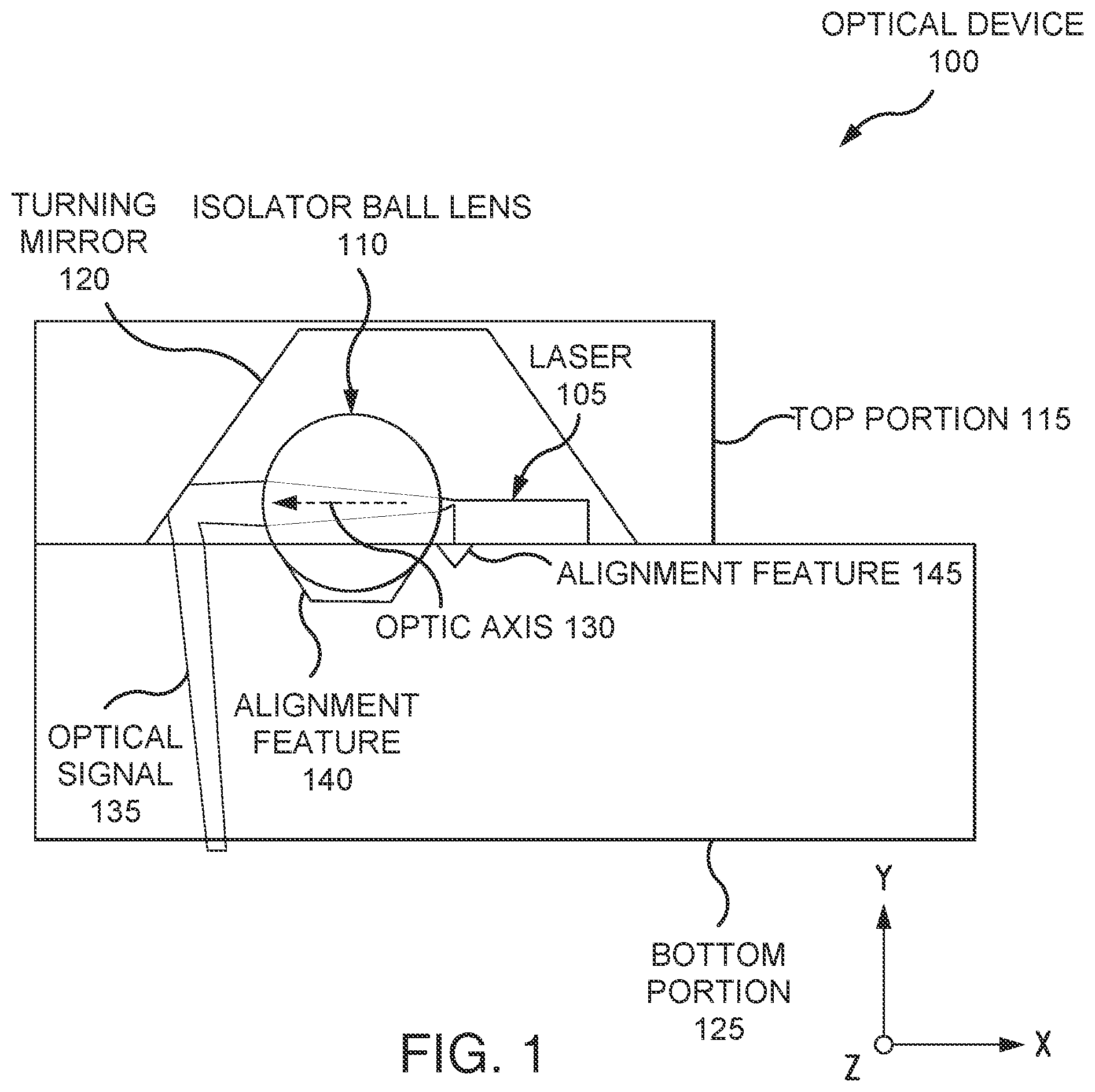 Patent US12422701 Figure 1 – Faraday rotator ball lens