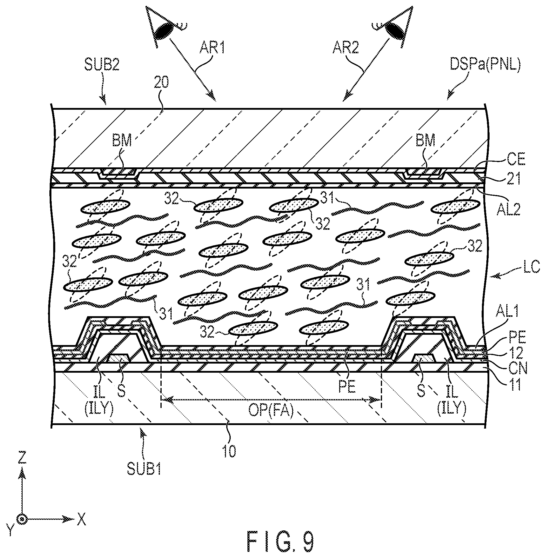 Patent US12422714 Figure 9 – Display device and manufacturing method thereof