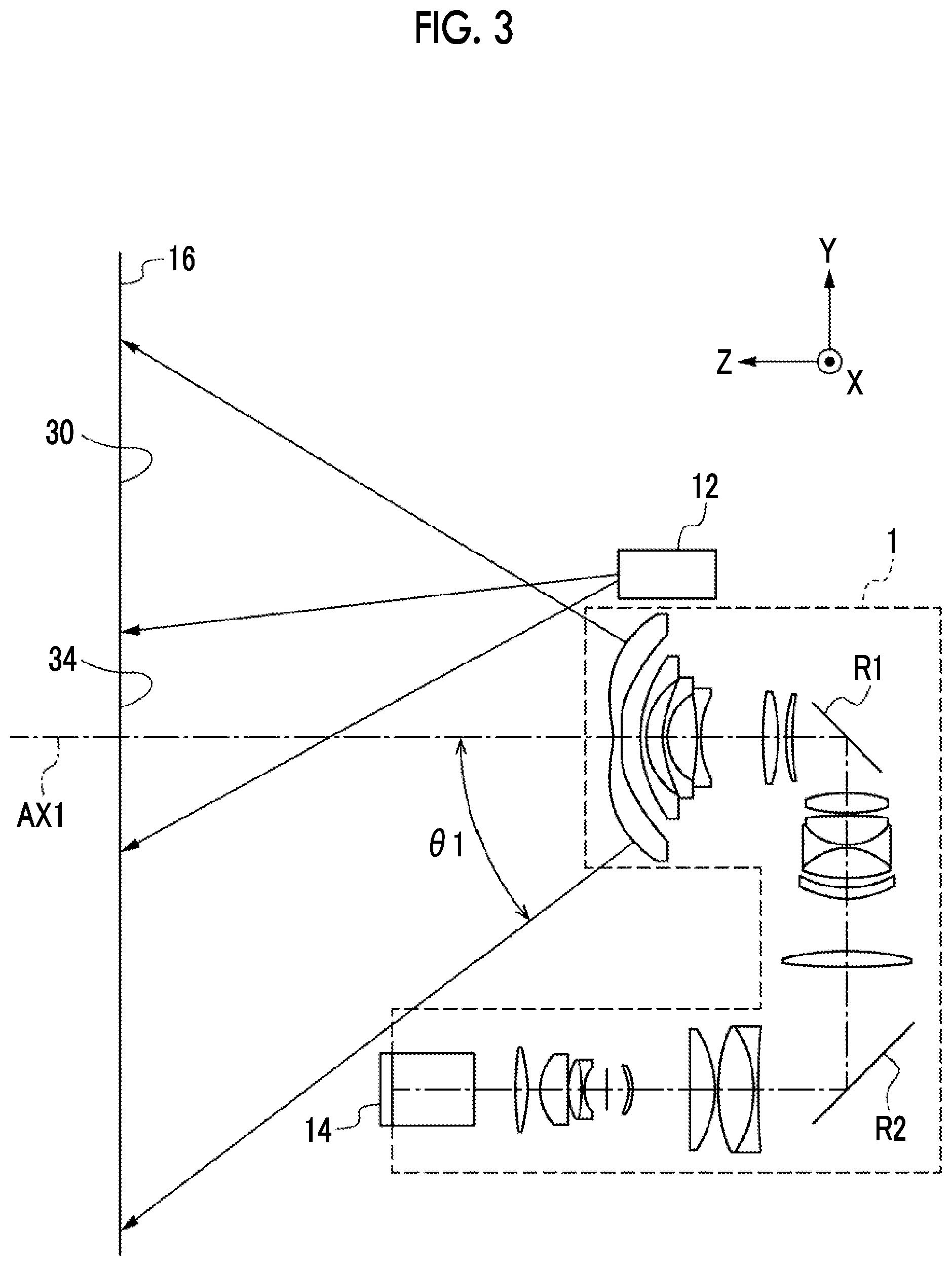 Patent US12422738 Figure 3 – Projection apparatus