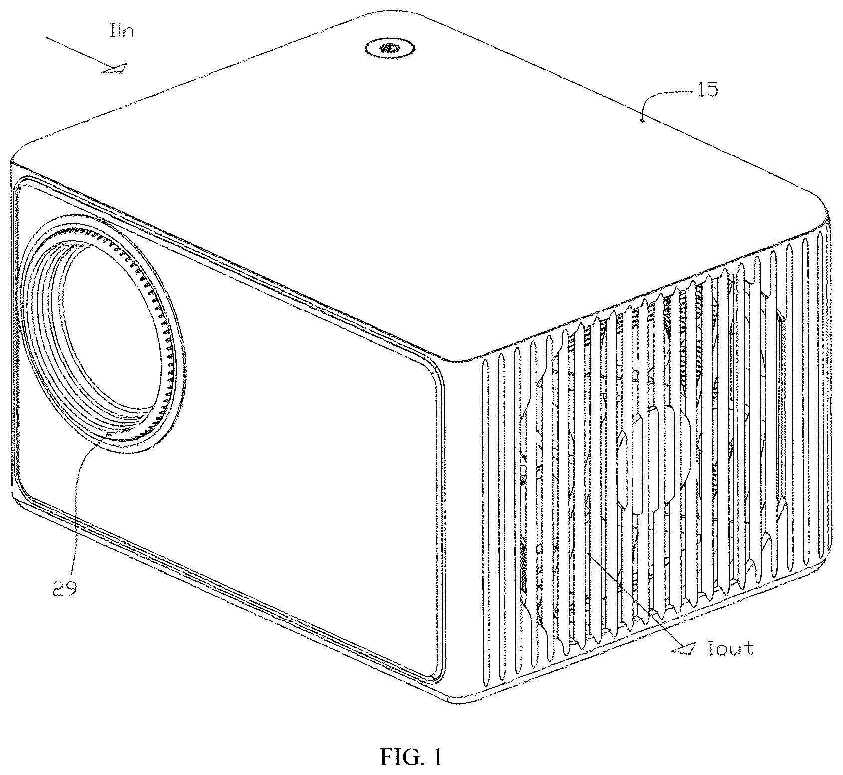 Patent US12422740 Figure 1 – Projector with thermal superconducting material for heat dissipation
