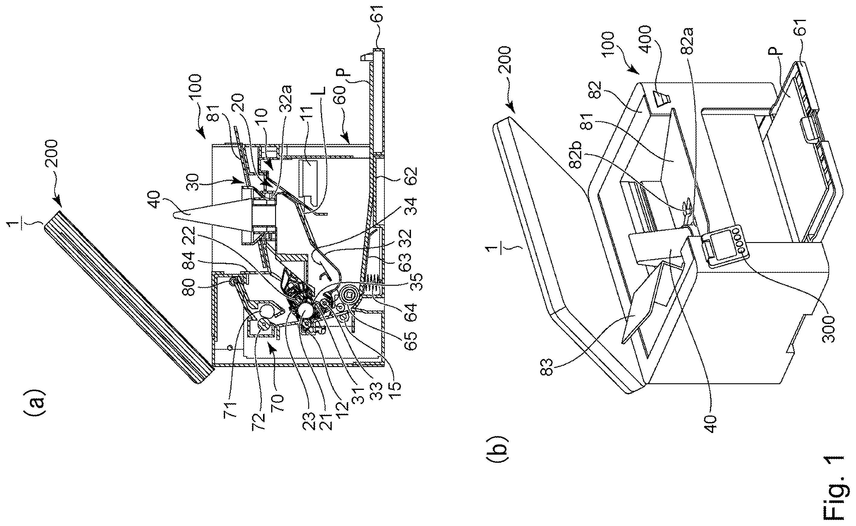 Patent US12422765 Figure 1 – Toner container including a pouch and portions supporting the pouch