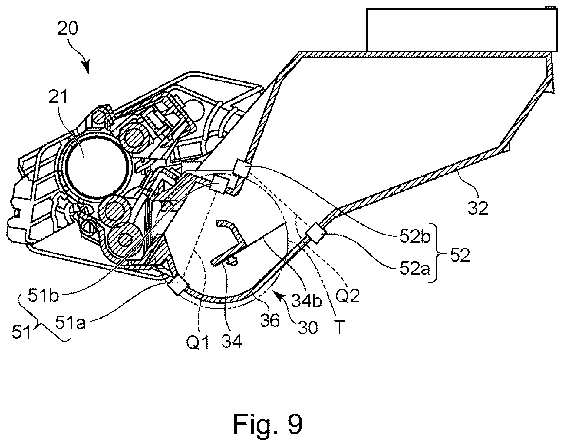 Patent US12422765 Figure 9 – Toner container including a pouch and portions supporting the pouch