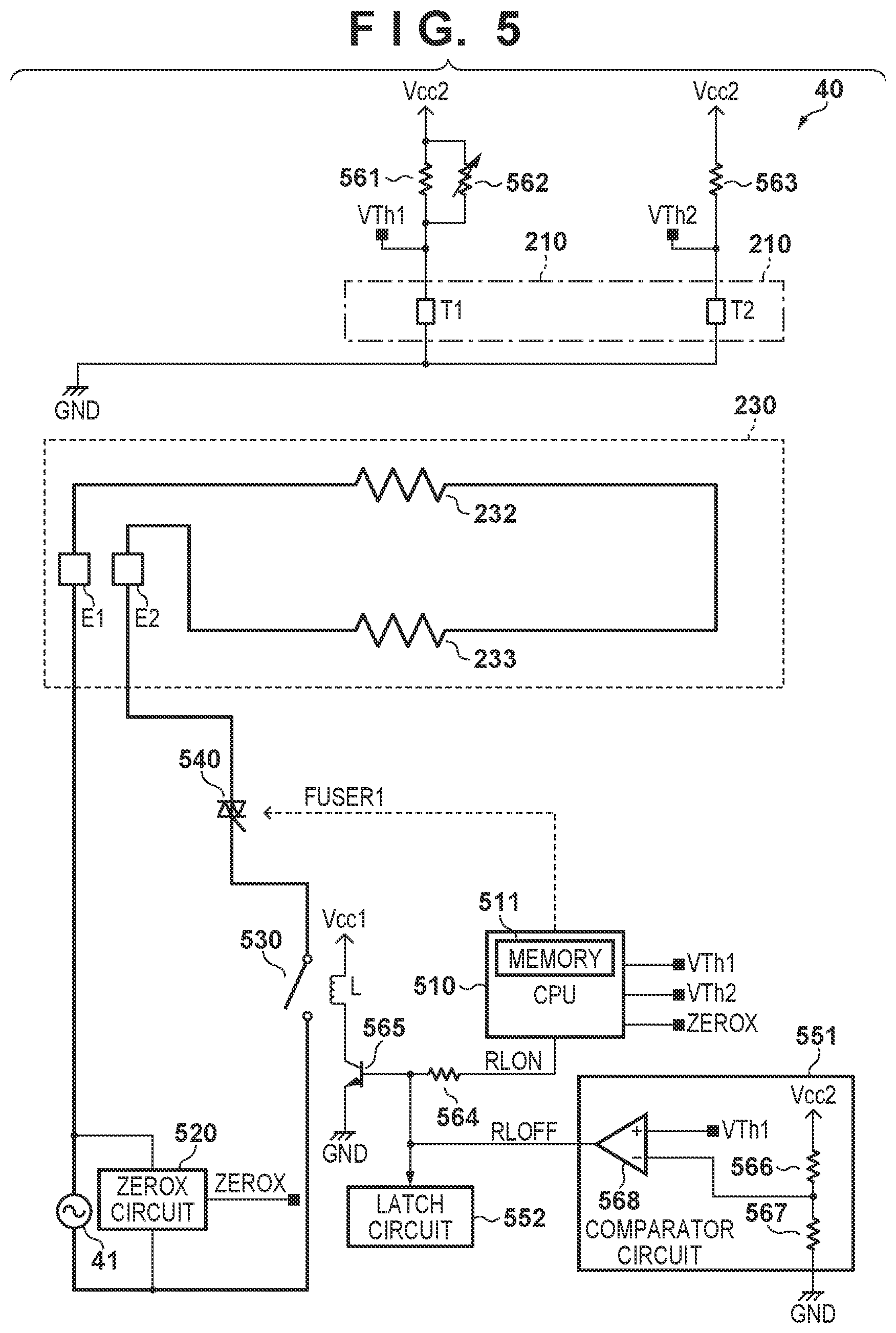 Patent US12422769 Figure 5 – Structure for electrically protecting fixing apparatus provided in image forming apparatus