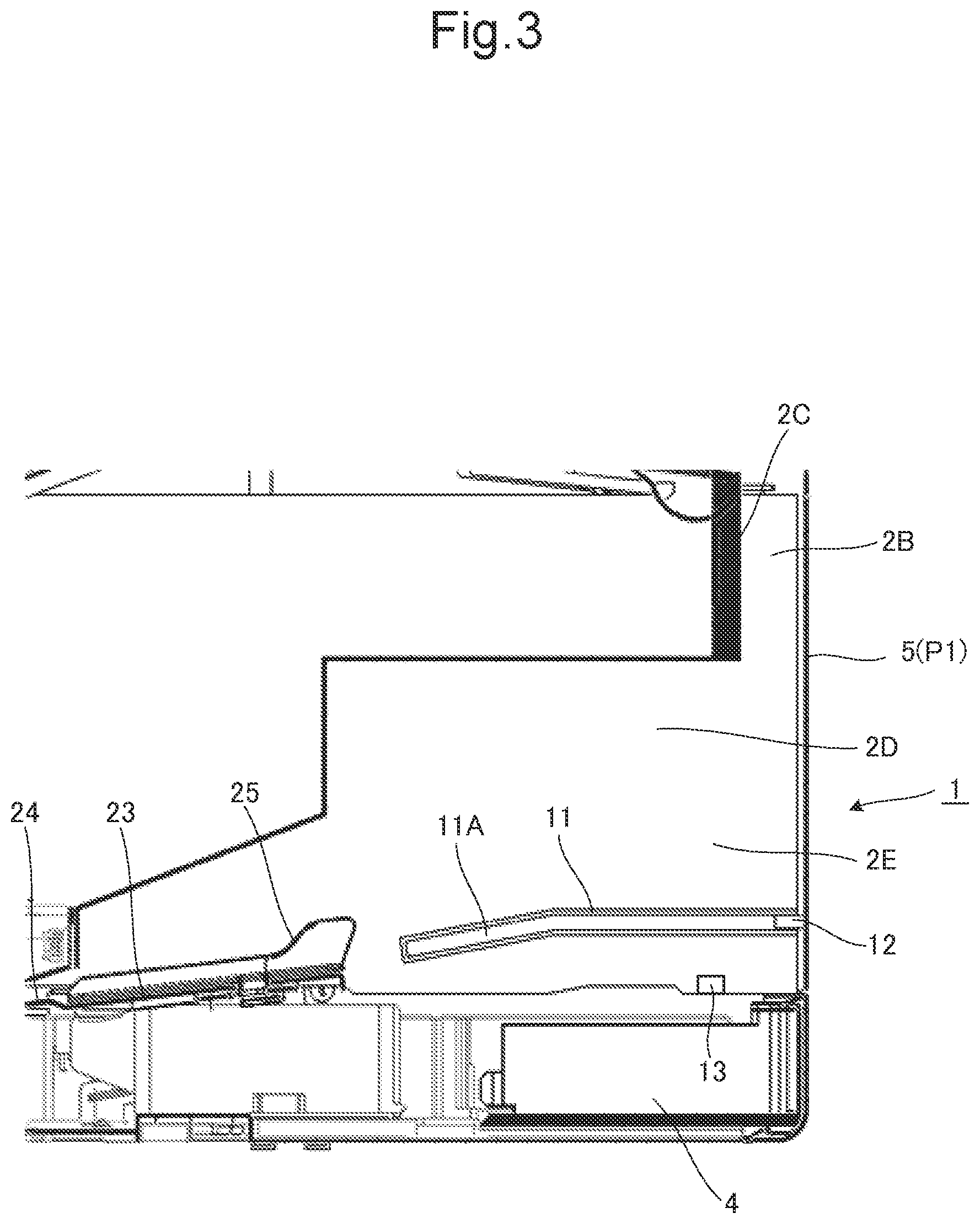 Patent US12422773 Figure 3 – Image forming apparatus equipped with guide portion capable of guiding inclined manual feed tray from opening to interior of apparatus body