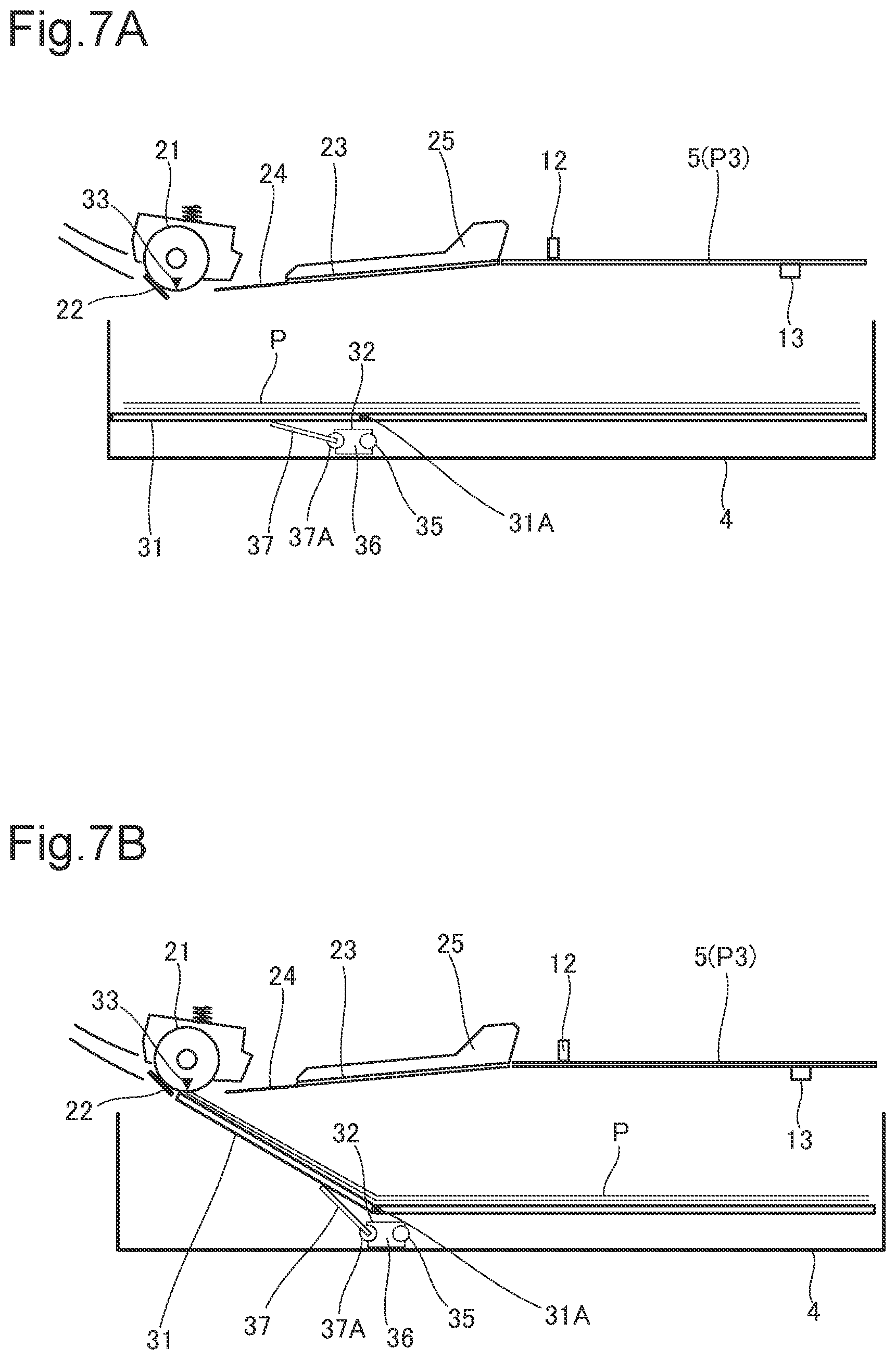 Patent US12422773 Figure 7 – Image forming apparatus equipped with guide portion capable of guiding inclined manual feed tray from opening to interior of apparatus body
