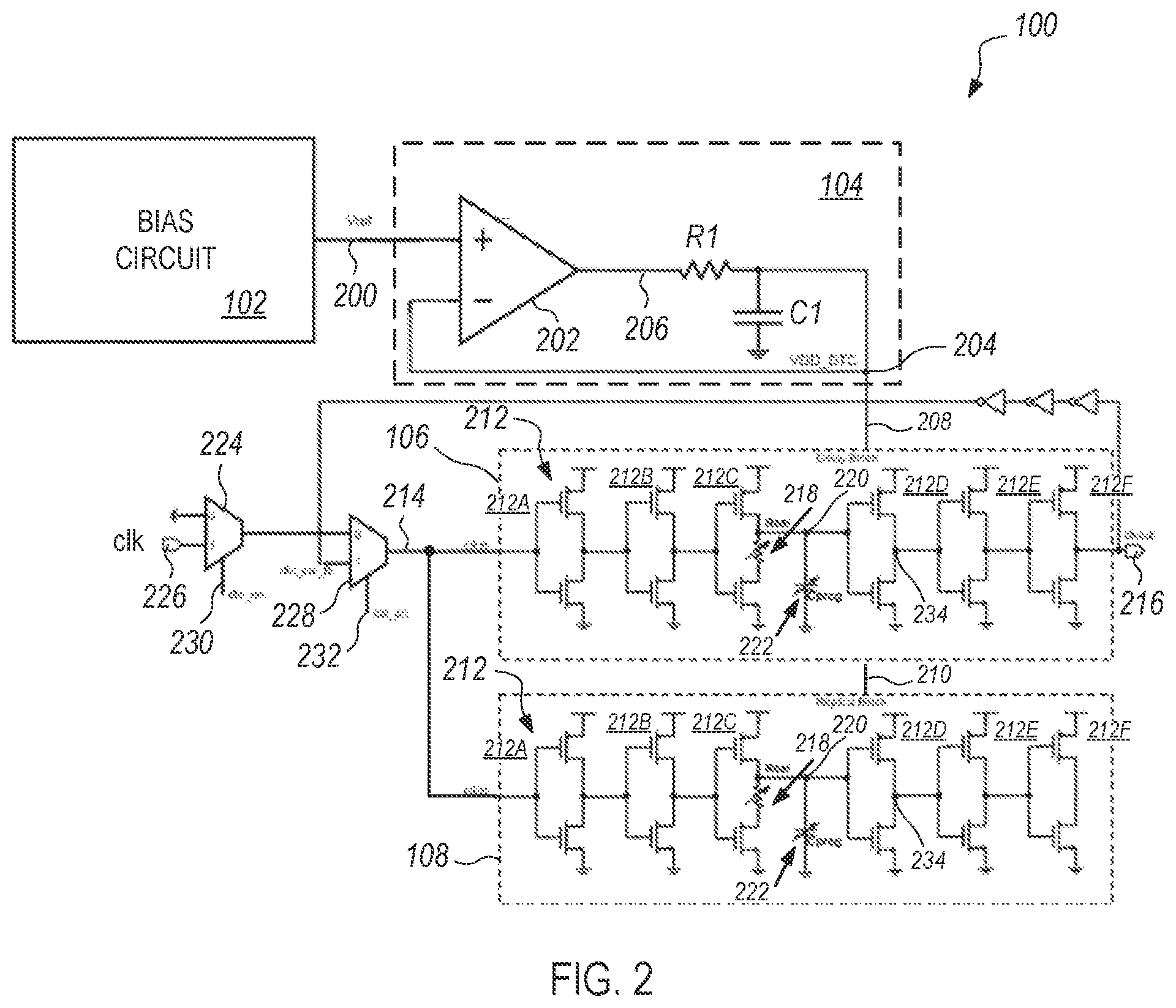 Patent US12422783 Figure 2 – DTC biasing scheme for temperature compensation