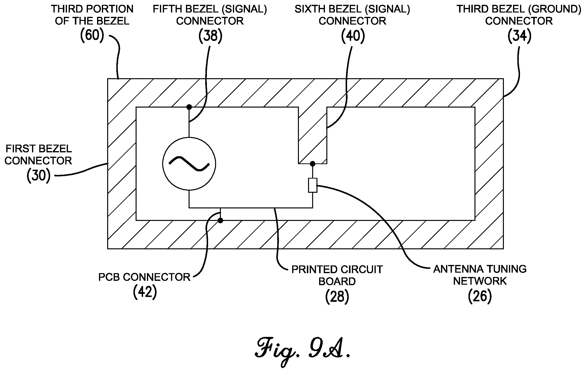 Patent US12422787 Figure 8 – Conductive watch housing with slot antenna configuration
