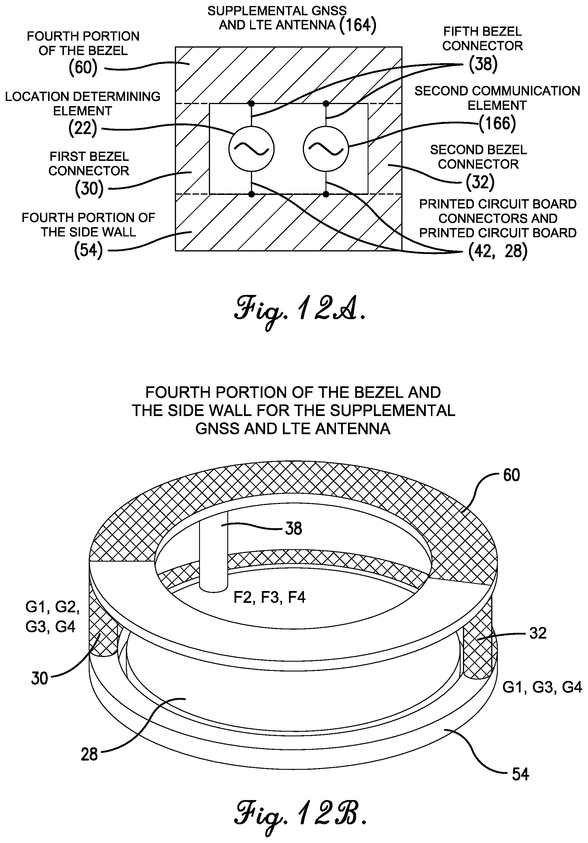 Patent US12422787 Figure 12 – Conductive watch housing with slot antenna configuration