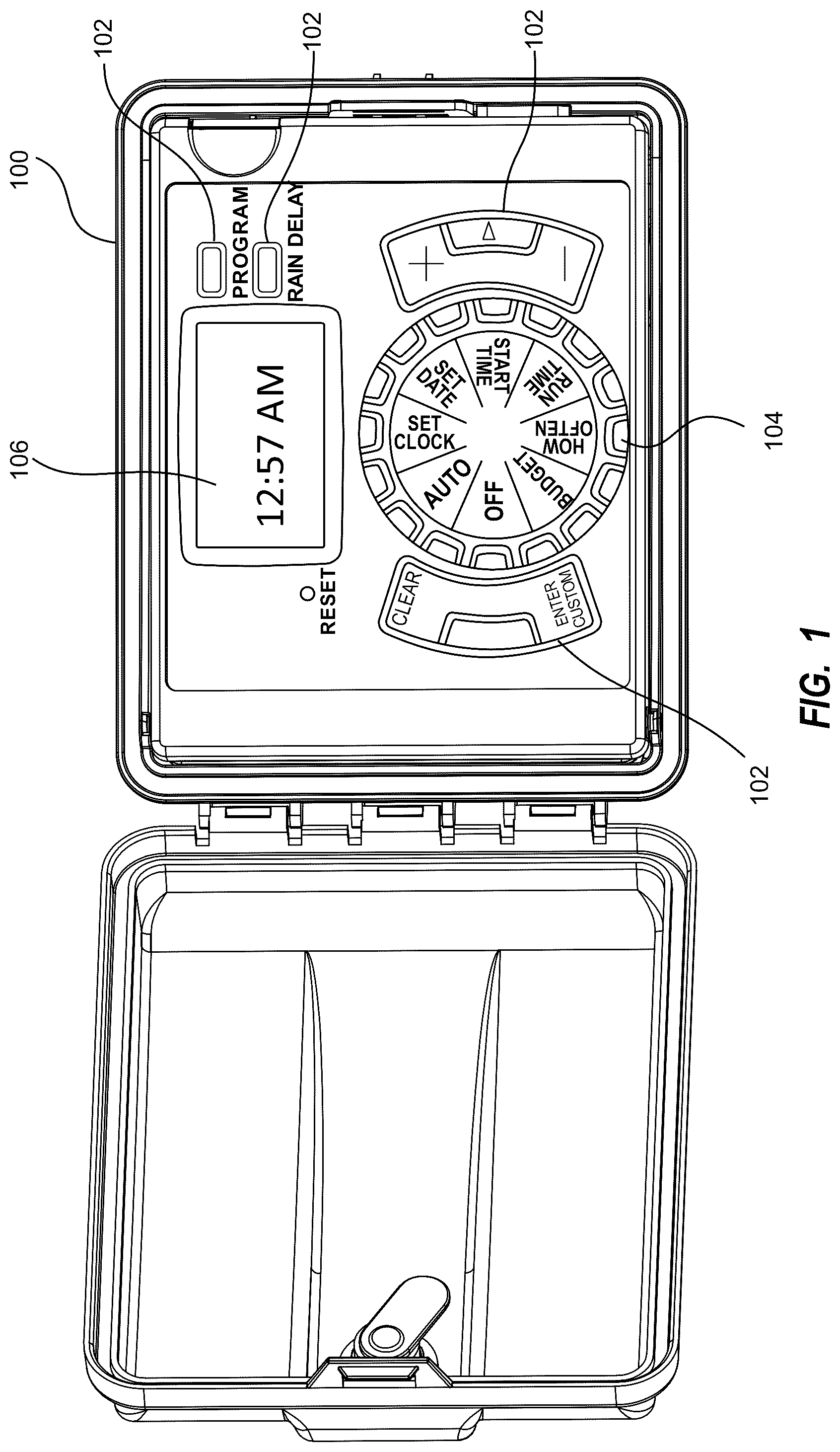 Patent US12422808 Figure 1 – Drought adjustment techniques and apparatuses for irrigation controllers