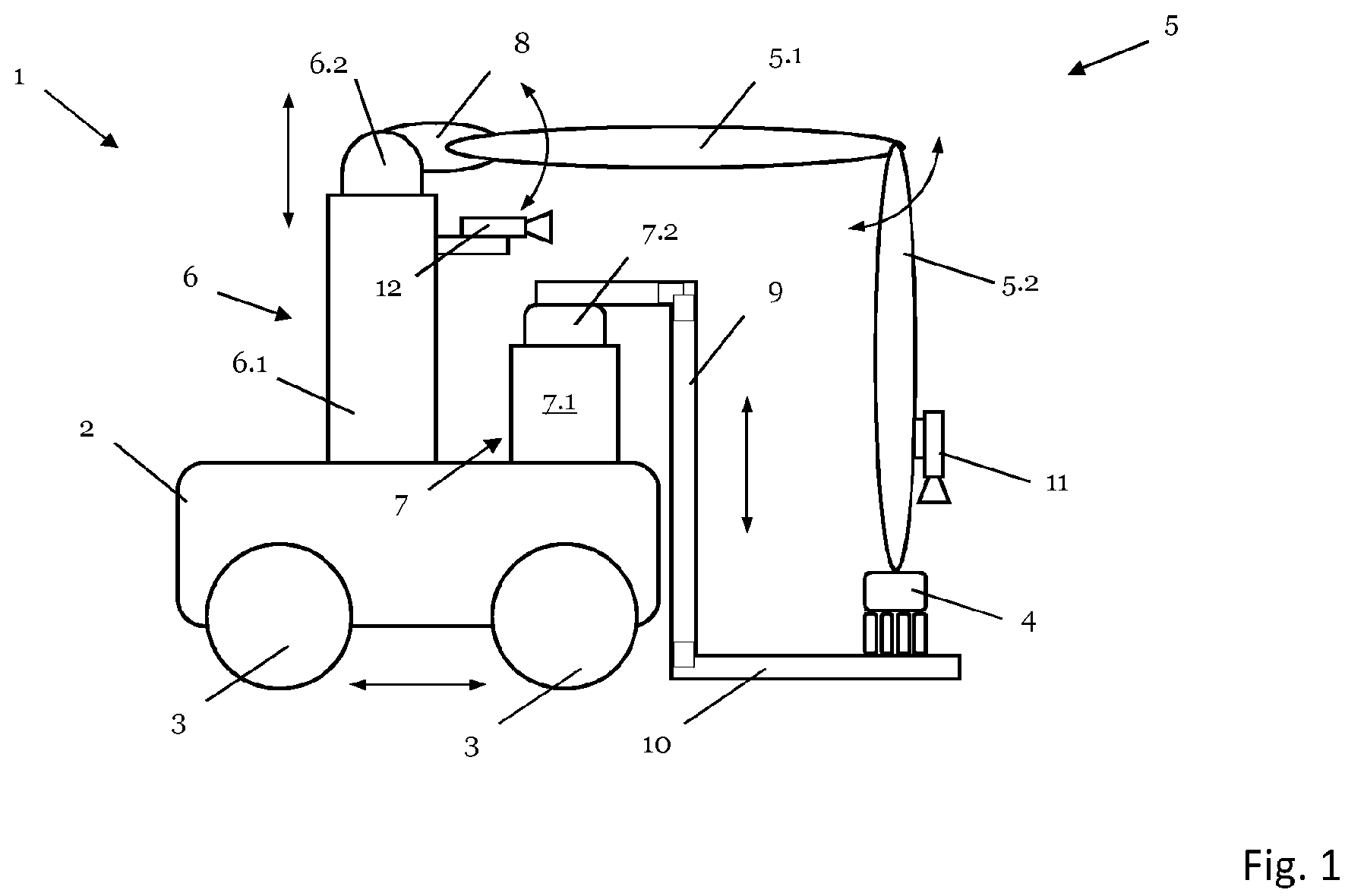 Patent US12422842 Figure 1 – Service robot system, robot and method for operating the service robot