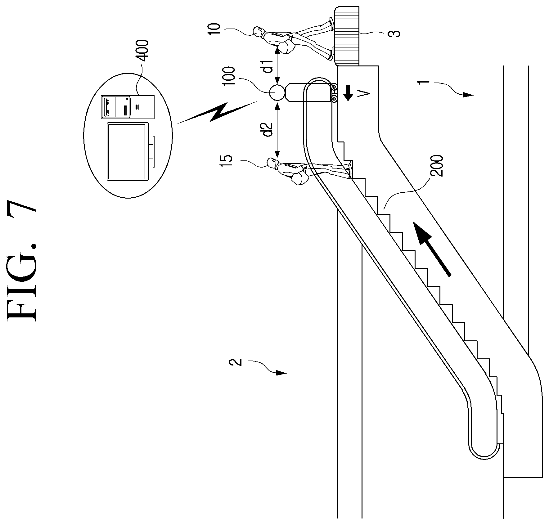 Patent US12422851 Figure 7 – Robot operable to disembark from escalator and method of controlling same