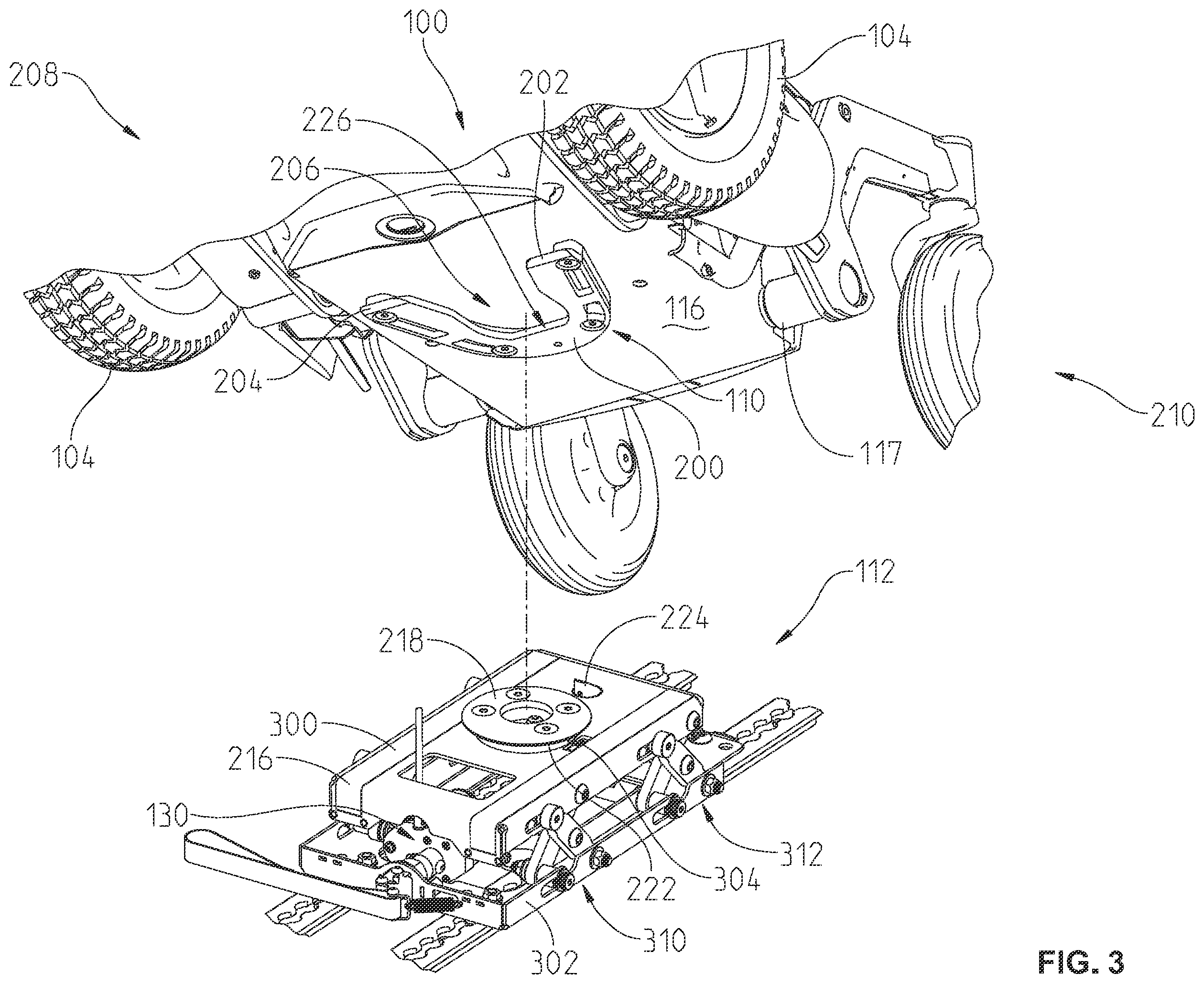 Patent US12422852 Figure 3 – Wheelchair system and method of use