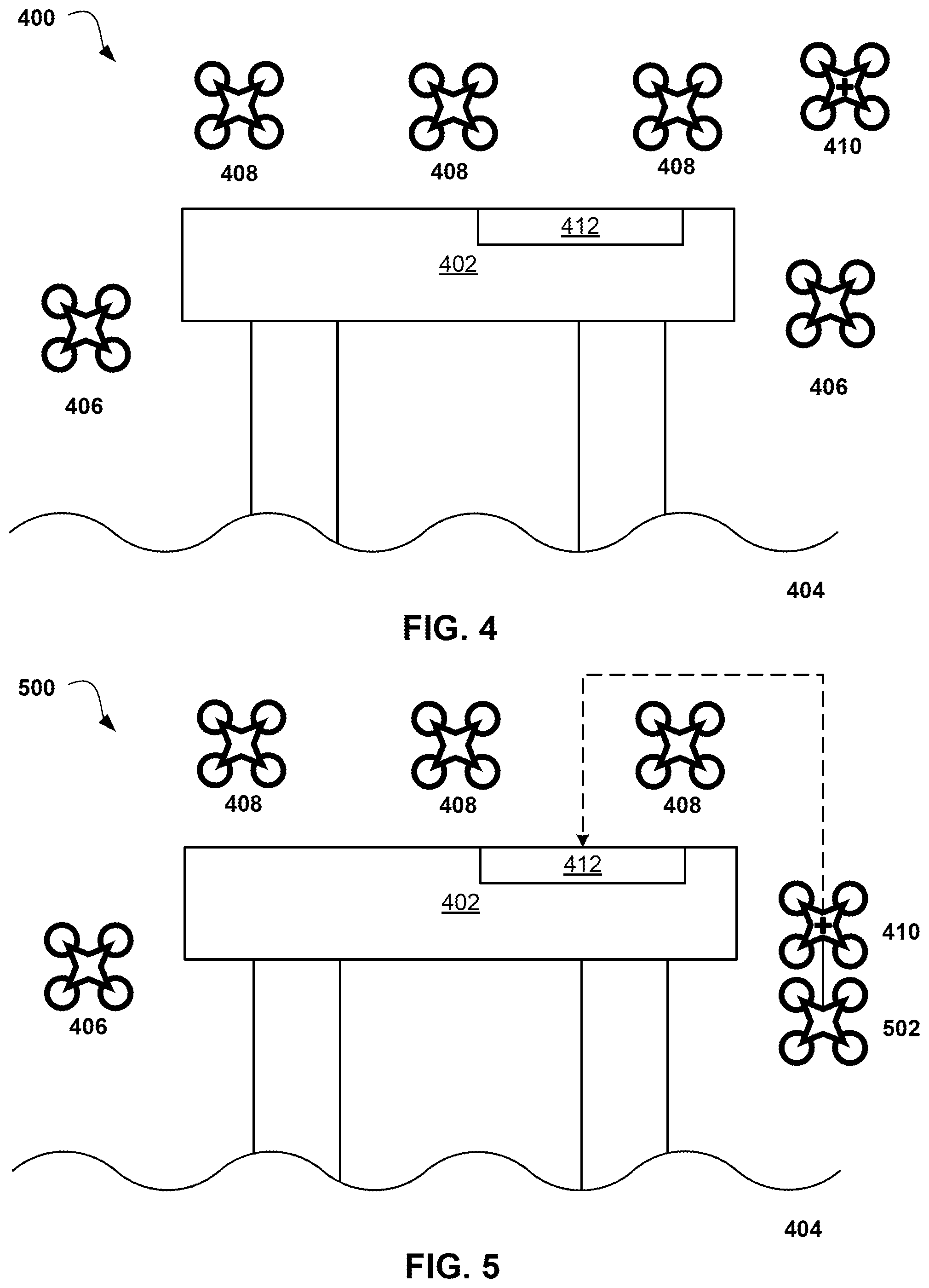 Patent US12422857 Figure 4 – Smart drone rescue and mission rescheduling on a swarm of drones