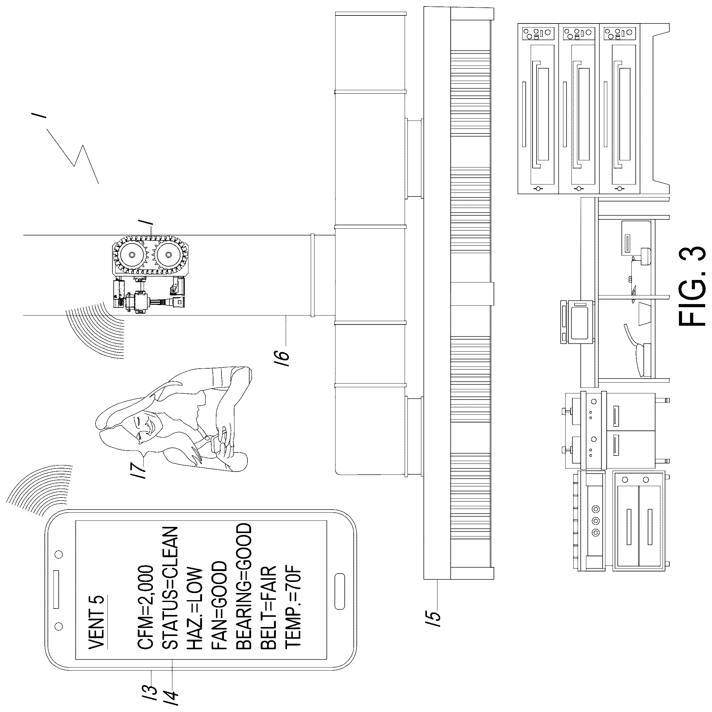 Patent US12422864 Figure 3 – Mobile IoT unit for cleaning grease vents