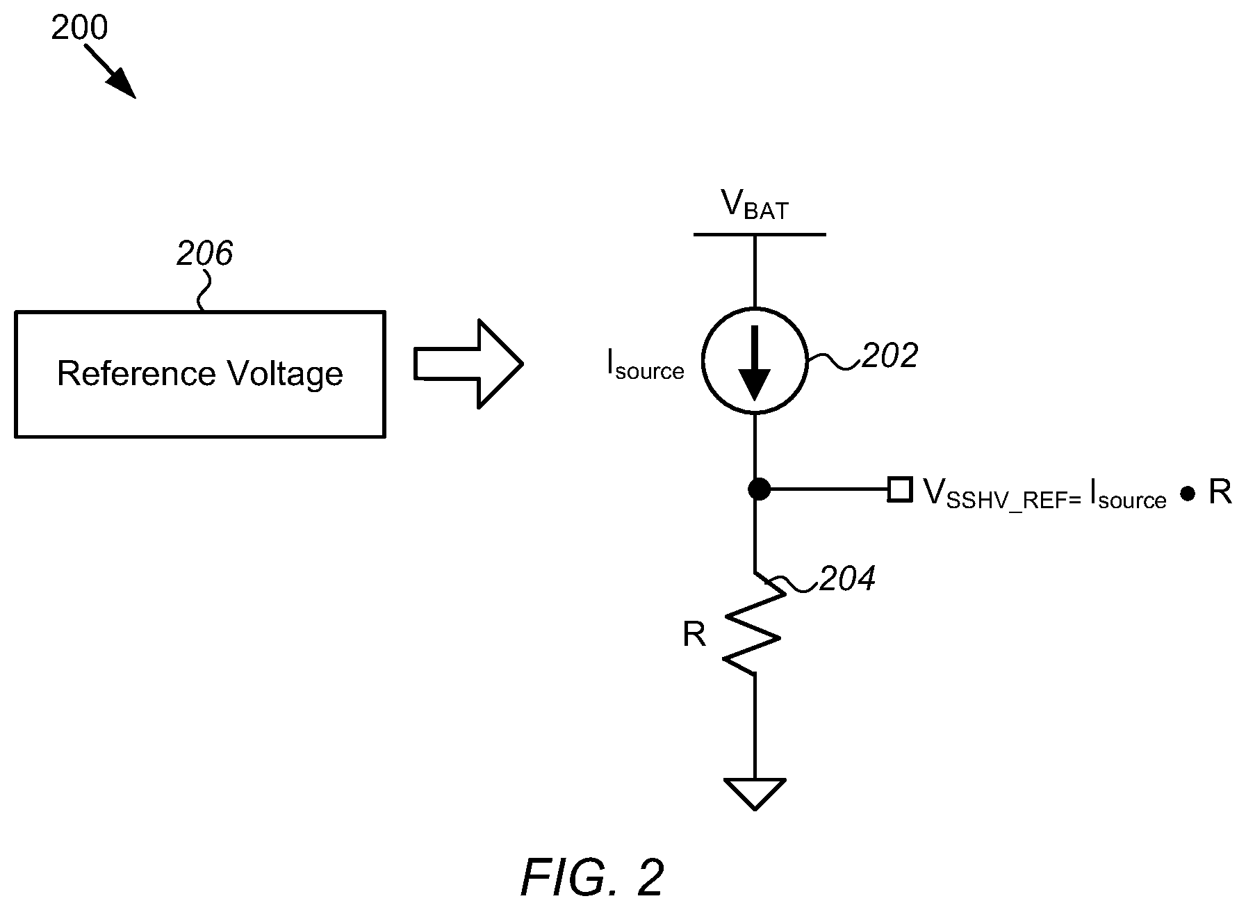 Patent US12422871 Figure 2 – Low-power floating-rail reference generator