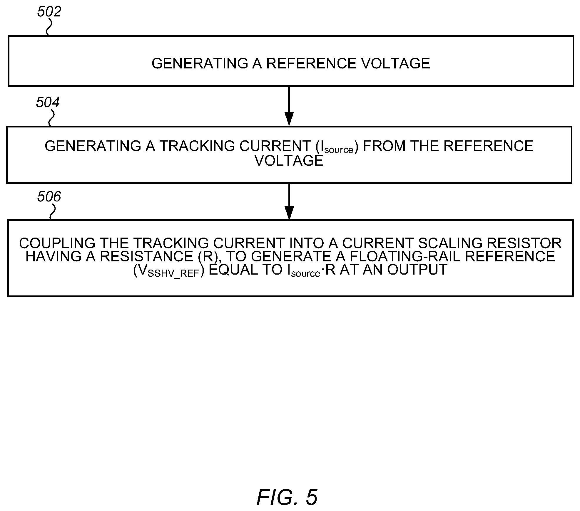 Patent US12422871 Figure 5 – Low-power floating-rail reference generator