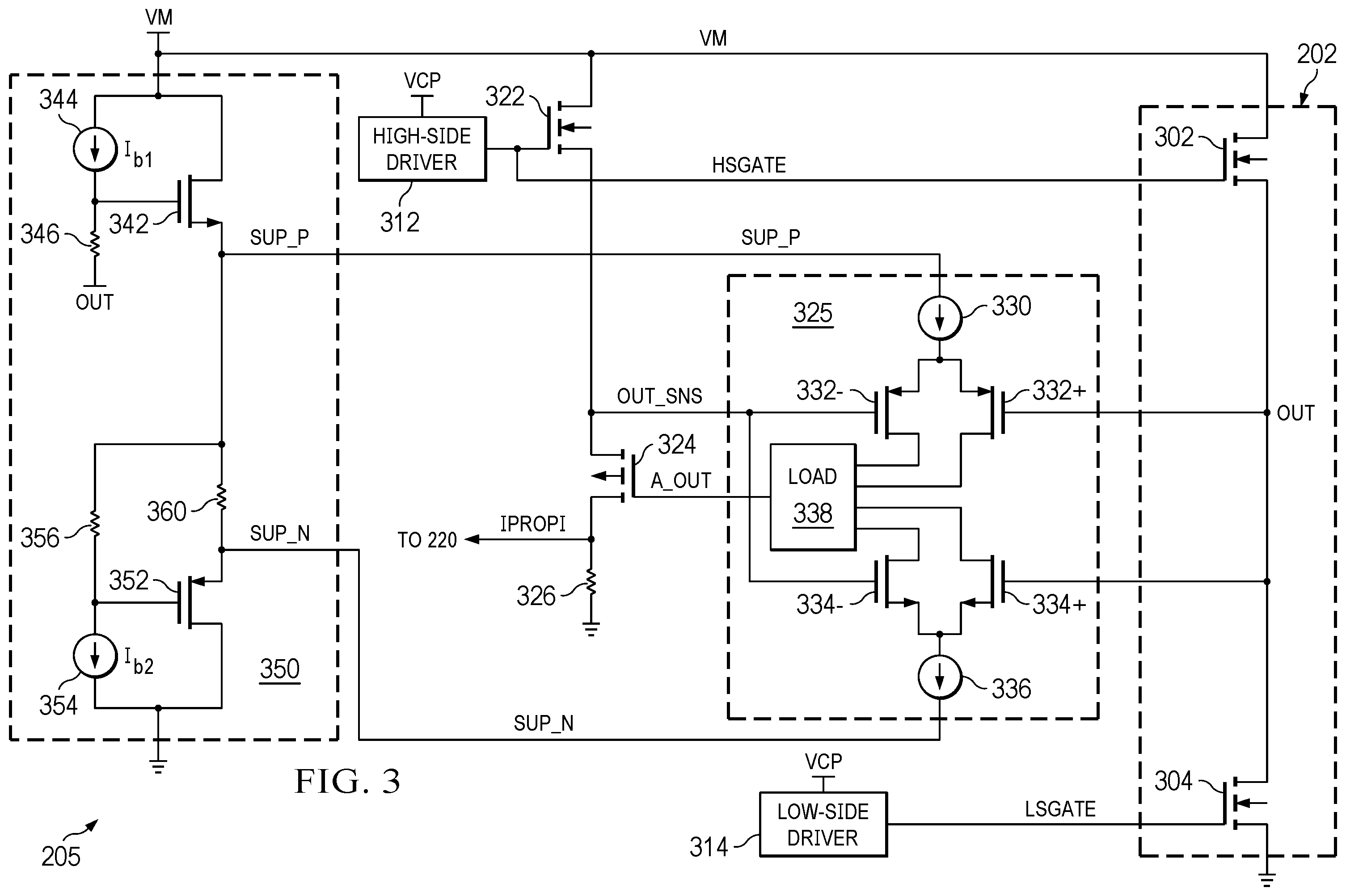 Patent US12422873 Figure 4 – Bias generation for bridge driver load current sensing