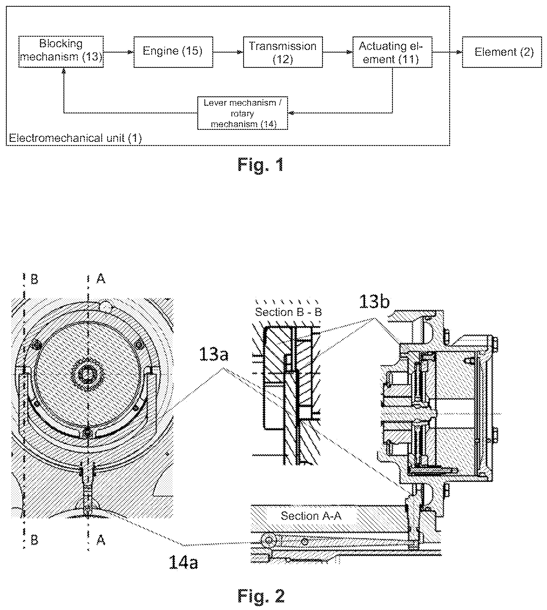 Patent US12422880 Figure 1 – Blocking unit, electromechanical unit, and aircraft