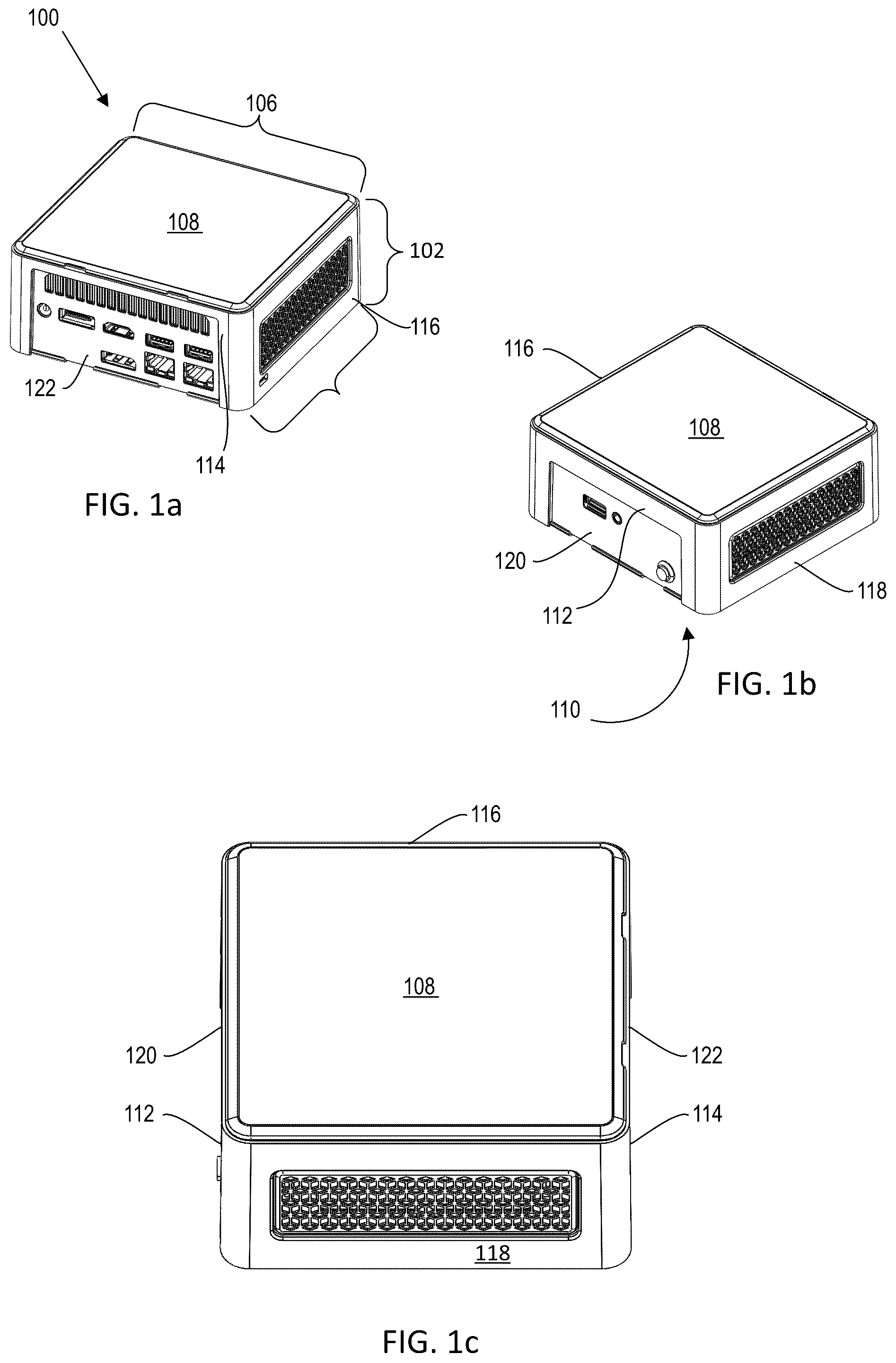 Patent US12422884 — Computer case with modular I/O panels — Figure 1