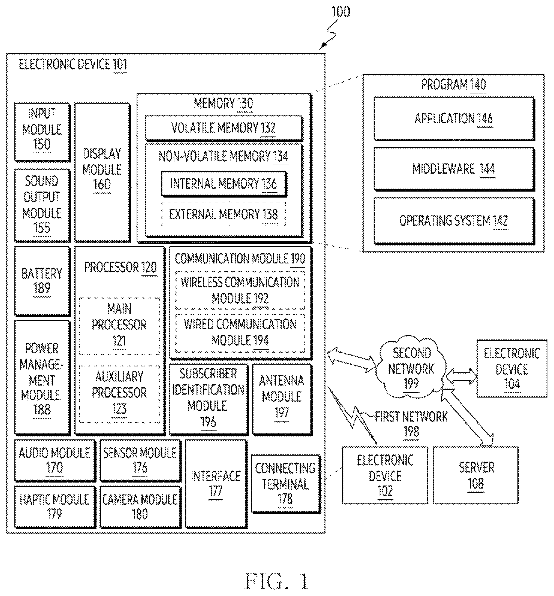 Patent US12422891 Figure 1 – Electronic device including connecting member of internal structure