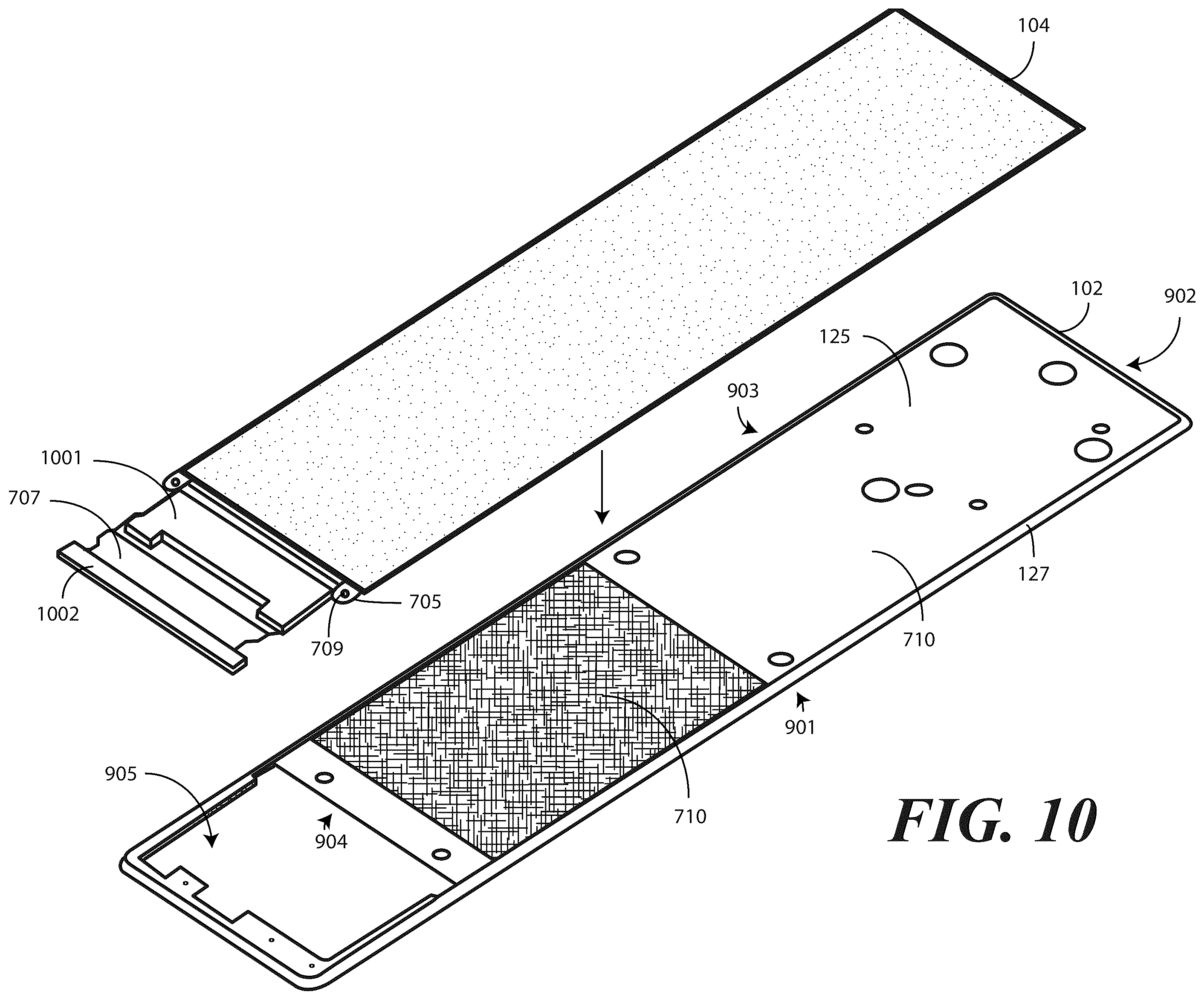 Patent US12422893 Figure 8 – Electronic devices with translating flexible display and corresponding methods
