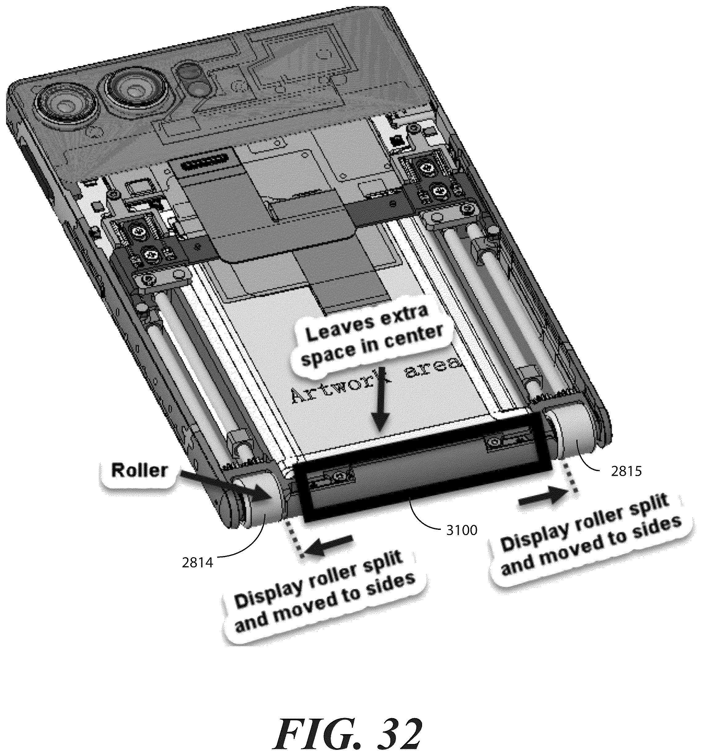 Patent US12422893 Figure 20 – Electronic devices with translating flexible display and corresponding methods
