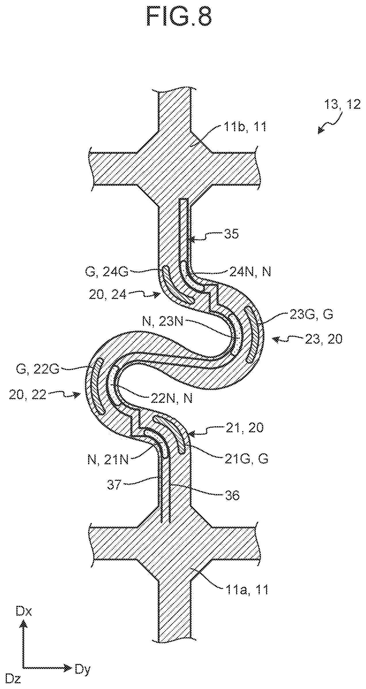 Patent US12422894 Figure 8 – Stretchable device