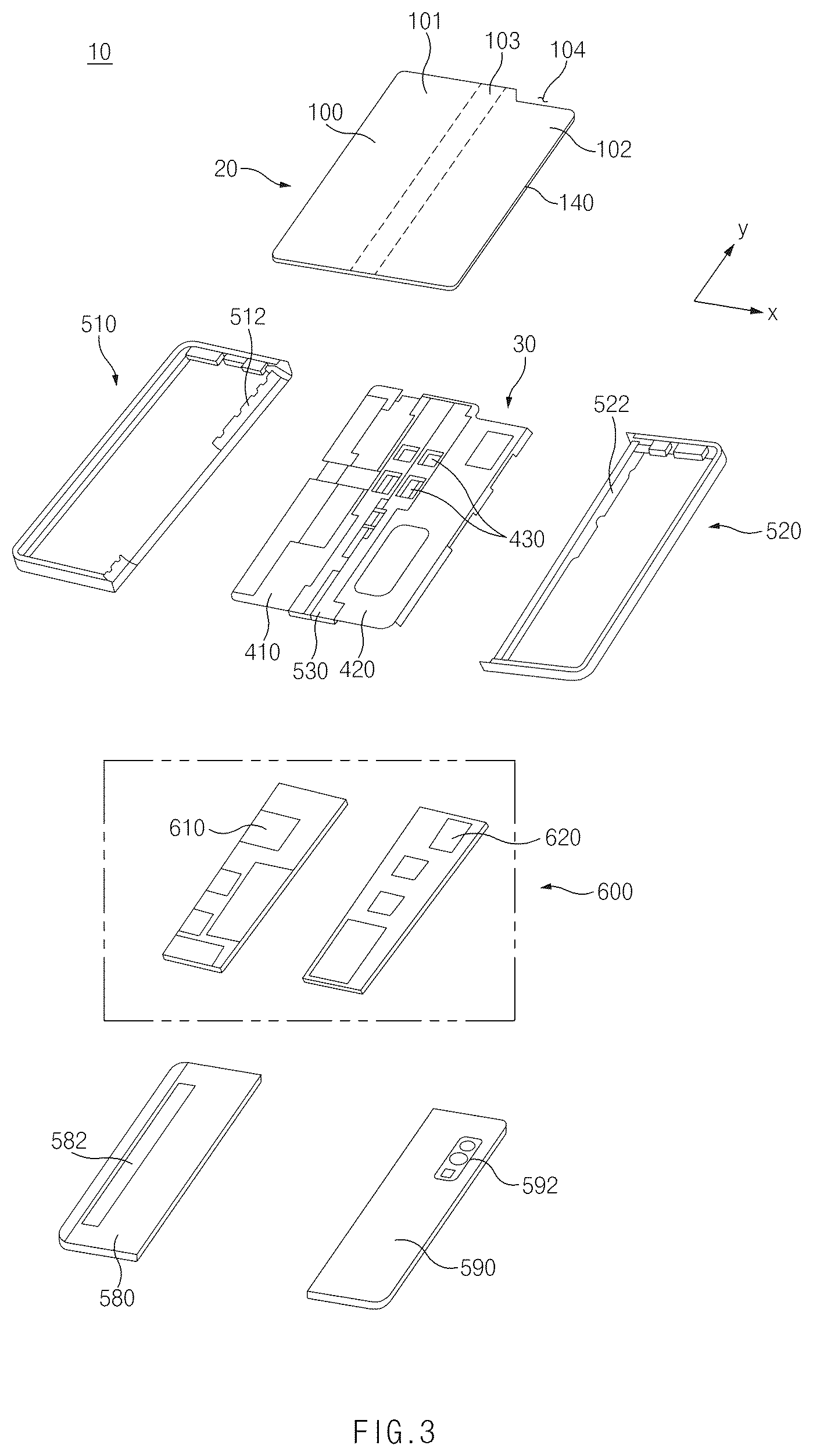 Patent US12422895 Figure 3 – Foldable electronic device comprising protection member
