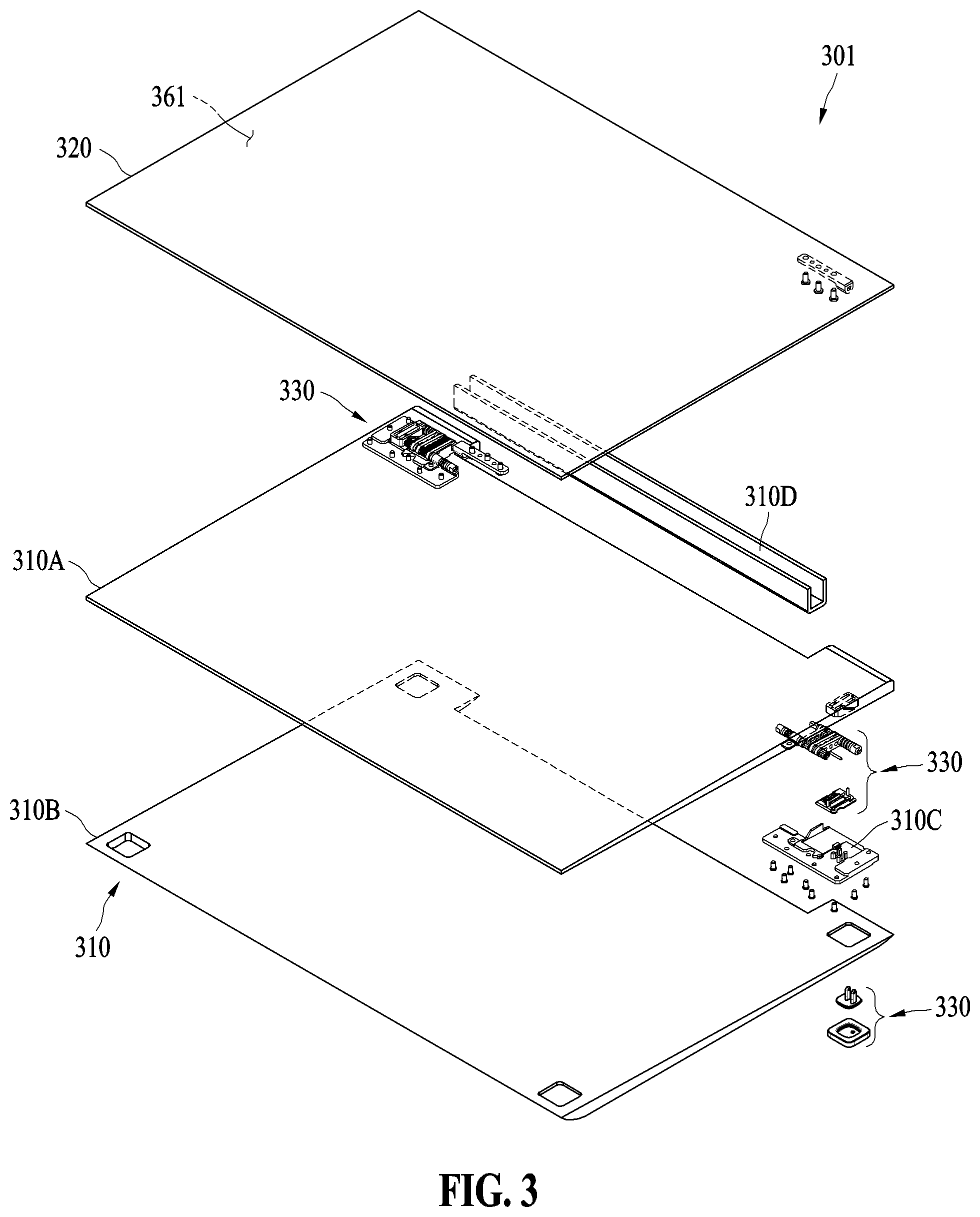 Patent US12422897 Figure 3 – Lifting structure and electronic device including the same