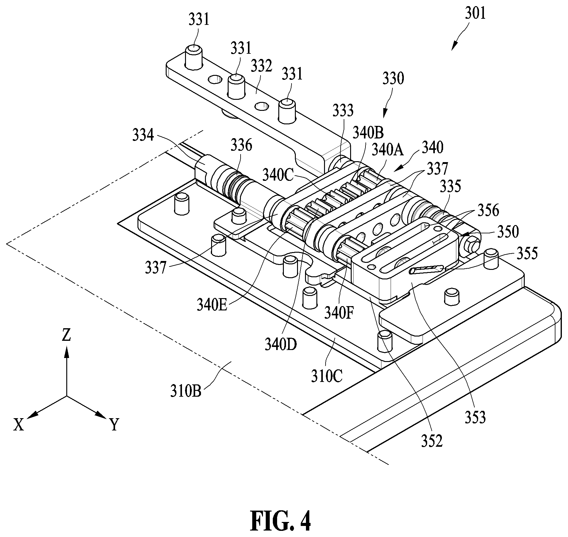 Patent US12422897 Figure 4 – Lifting structure and electronic device including the same
