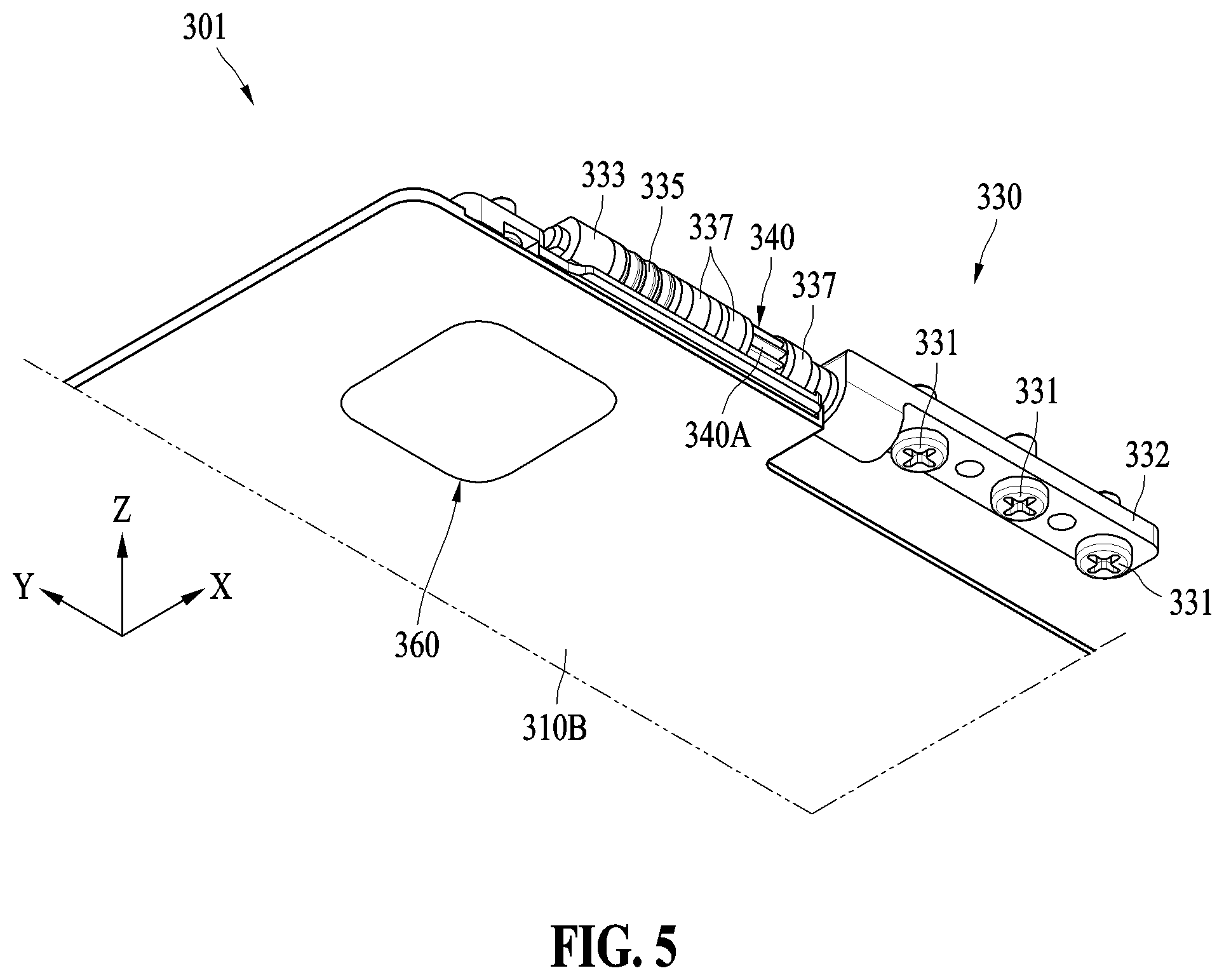 Patent US12422897 Figure 5 – Lifting structure and electronic device including the same