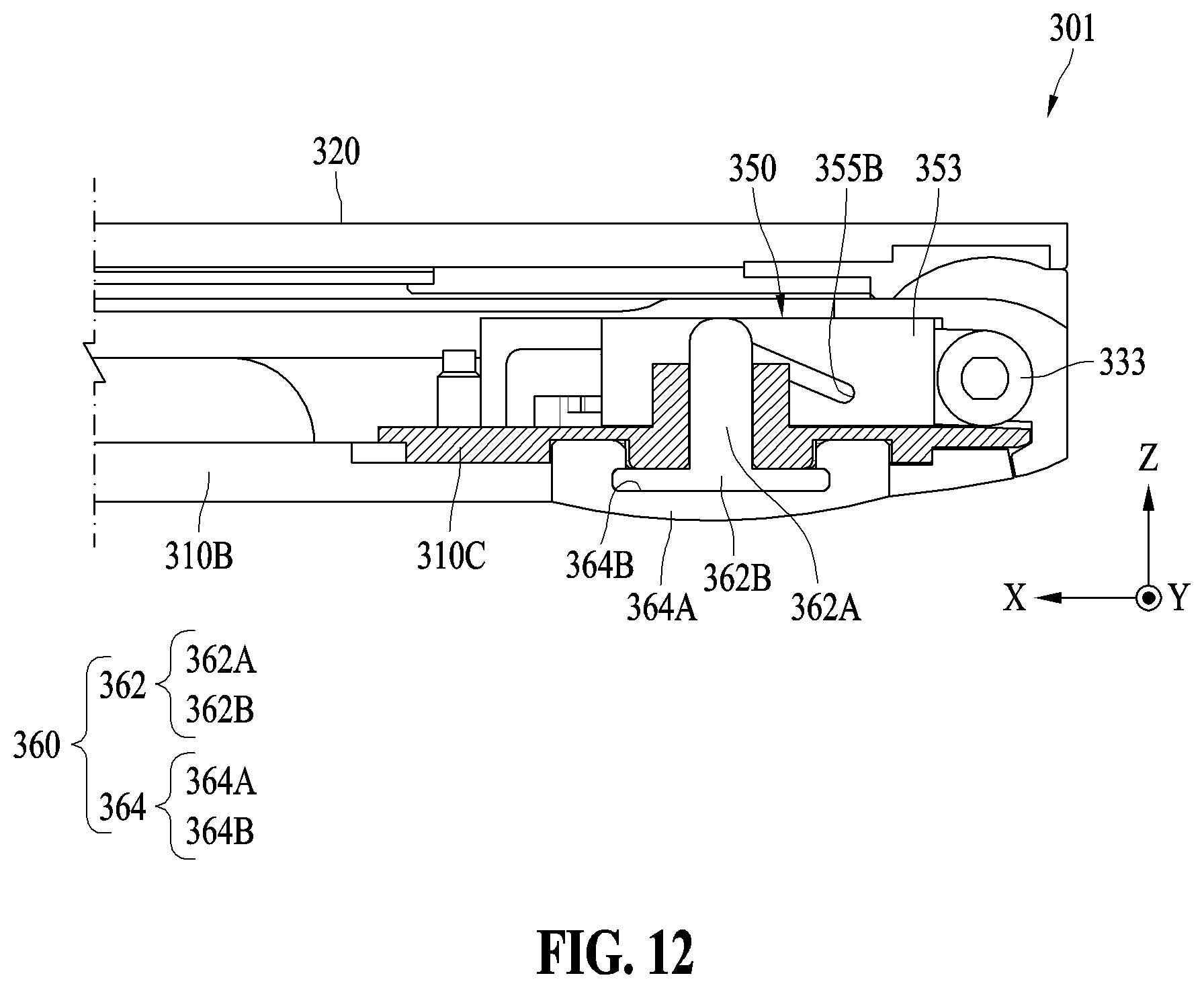 Patent US12422897 Figure 11 – Lifting structure and electronic device including the same