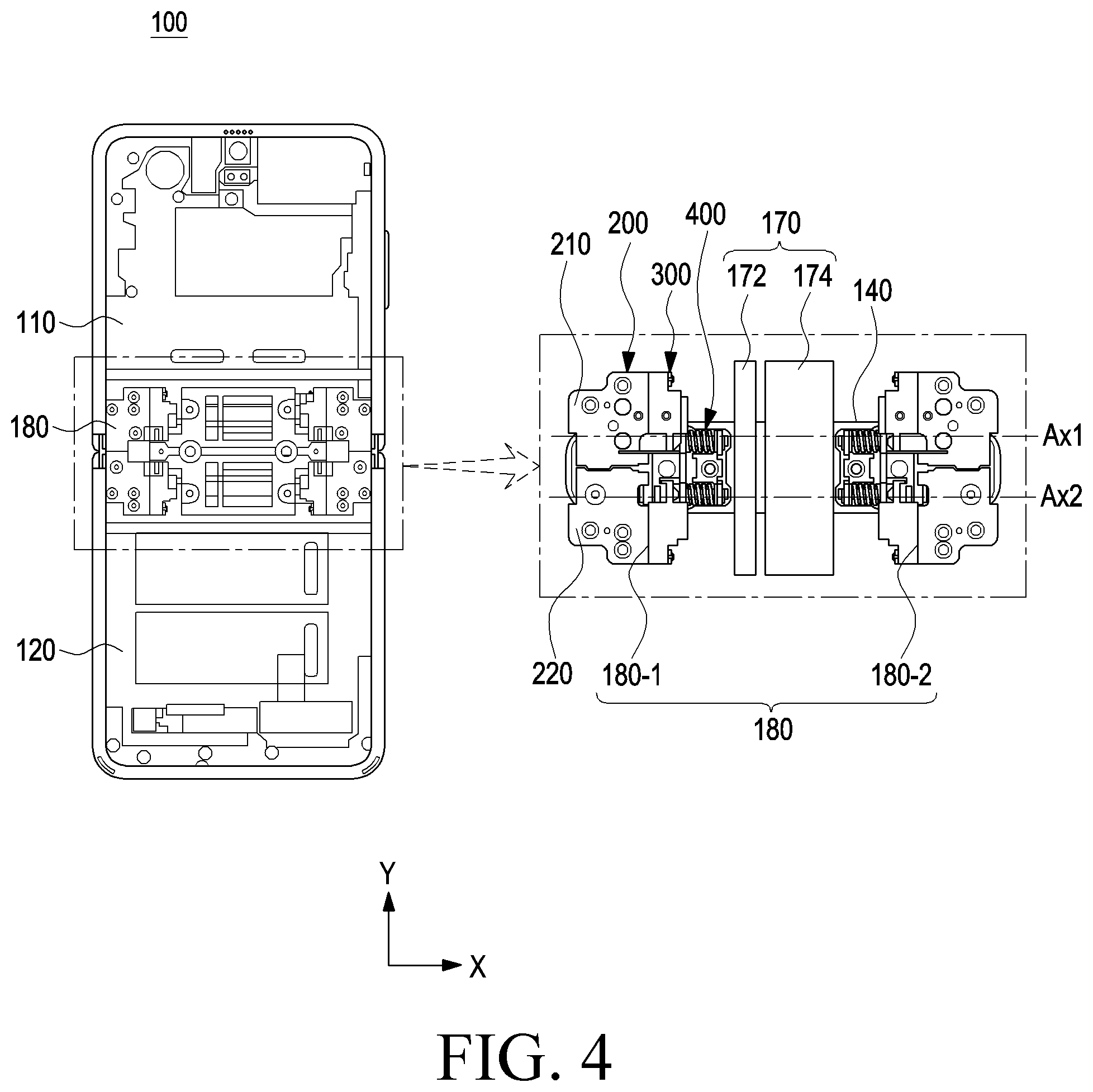 Patent US12422899 Figure 4 – Electronic device including hinge module