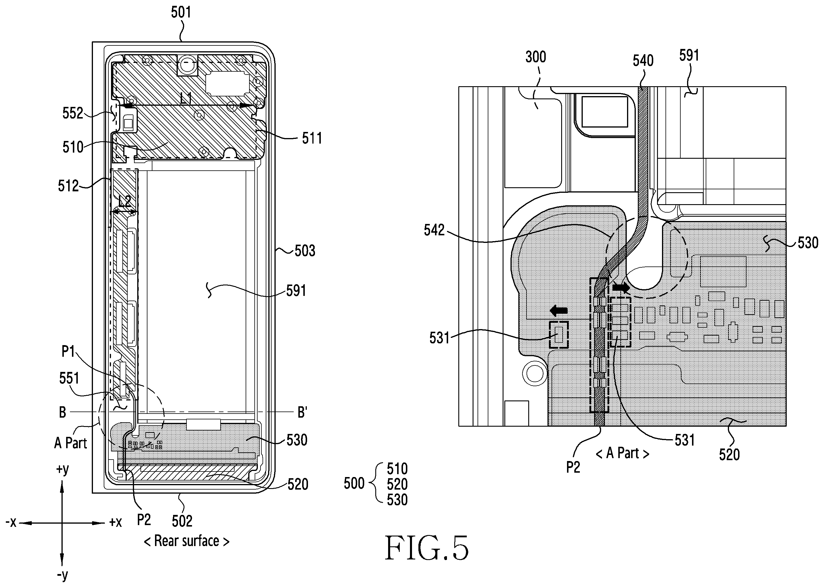 Patent US12422900 Figure 5 – Electronic device comprising coaxial cable