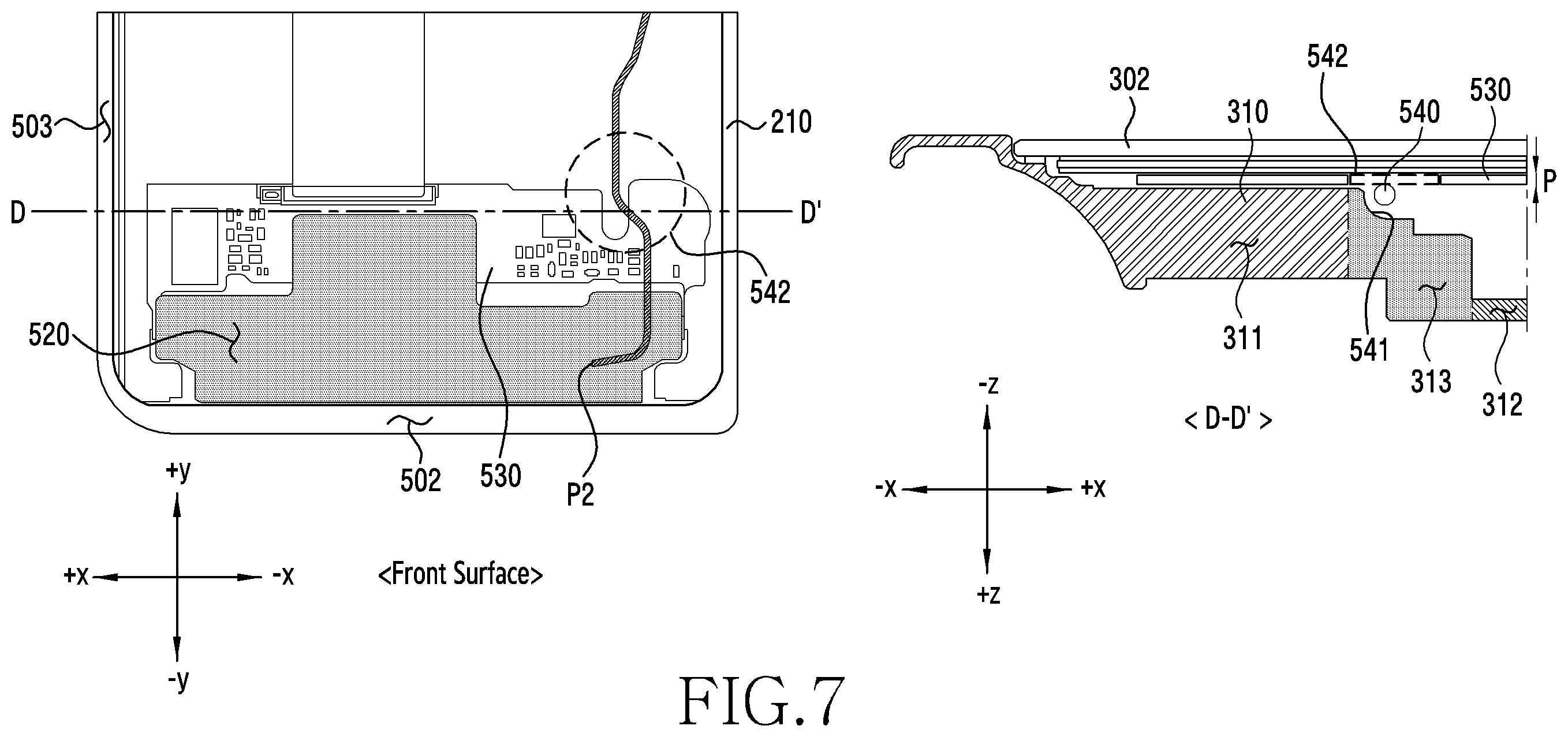 Patent US12422900 Figure 7 – Electronic device comprising coaxial cable