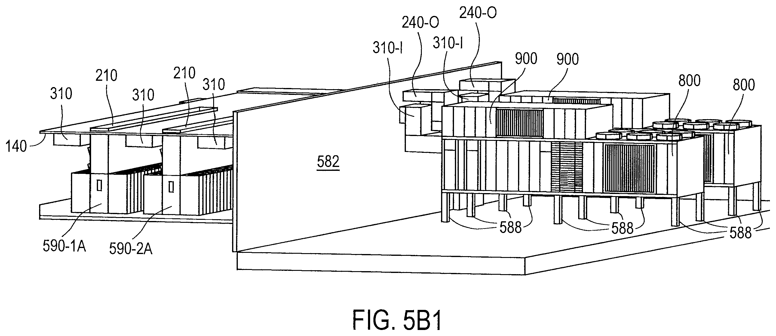 Patent US12422905 Figure 10 – Data center facility including external wall penetrating air handling units