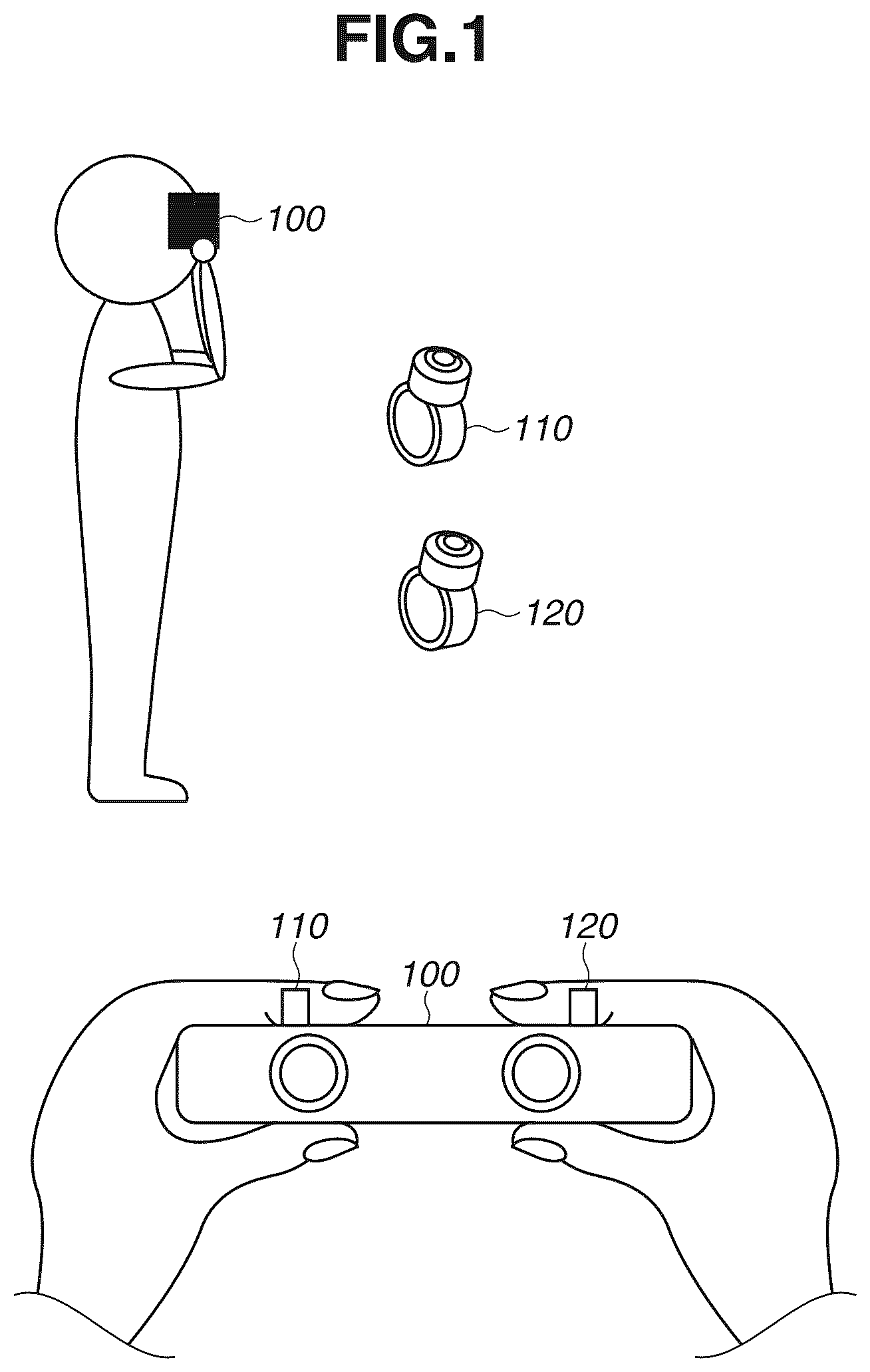 Patent US12422926 Figure 1 – Information processing device and control method for to reducing inconveniences when a user holds a display device