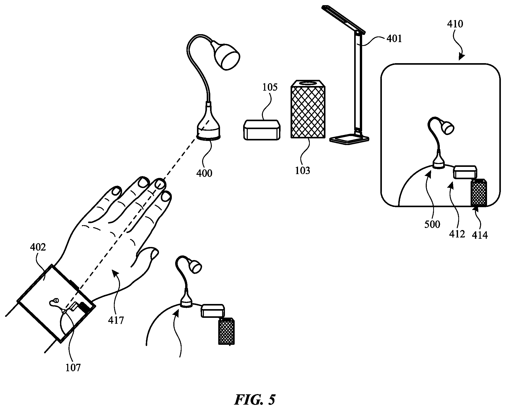 Patent US12422933 Figure 6 – Multi-device gesture control