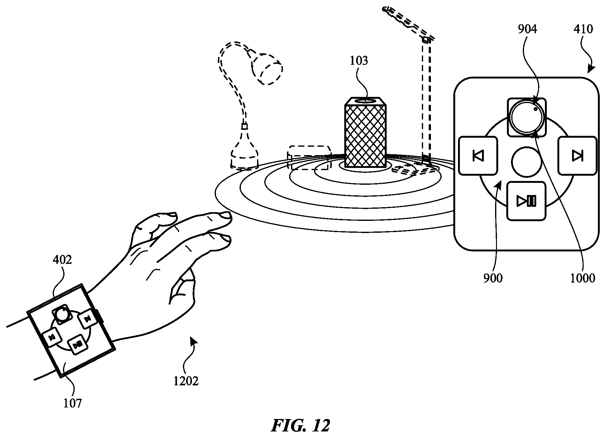 Patent US12422933 Figure 13 – Multi-device gesture control