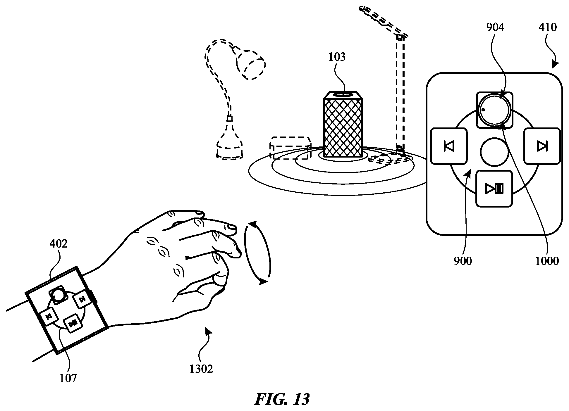 Patent US12422933 Figure 14 – Multi-device gesture control