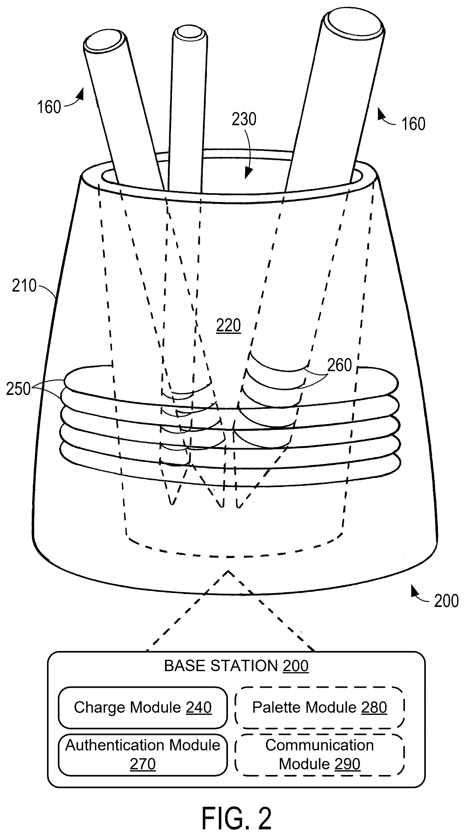 Patent US12422940 Figure 2 – Base station for use with digital pens